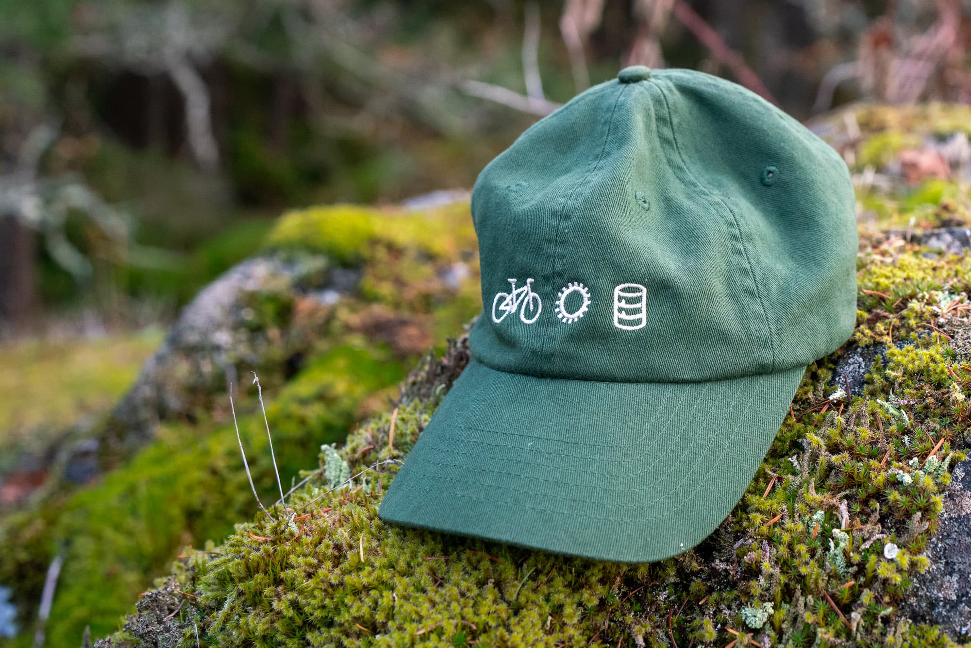 hat on moss