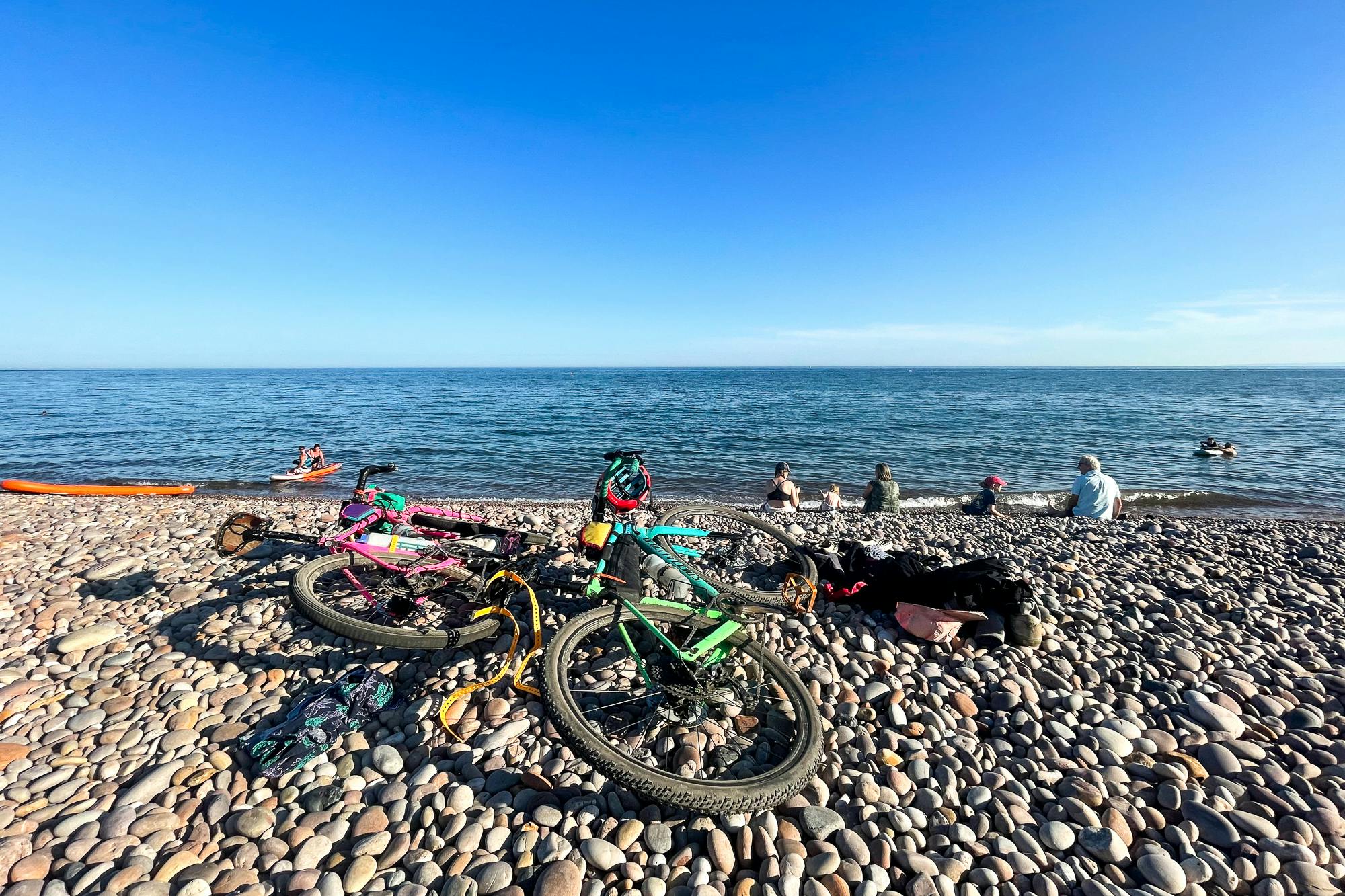 bikes on british beach