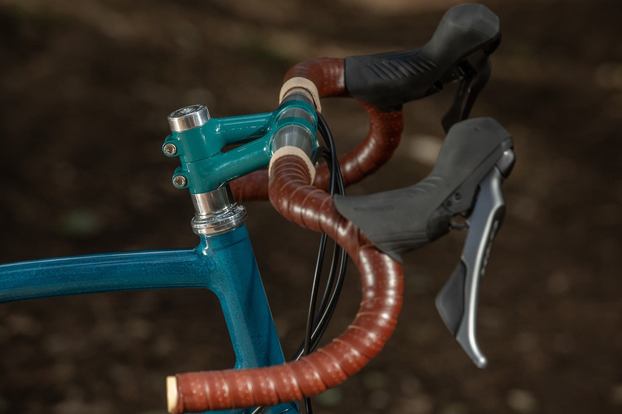 A closeup of the custom made stem.