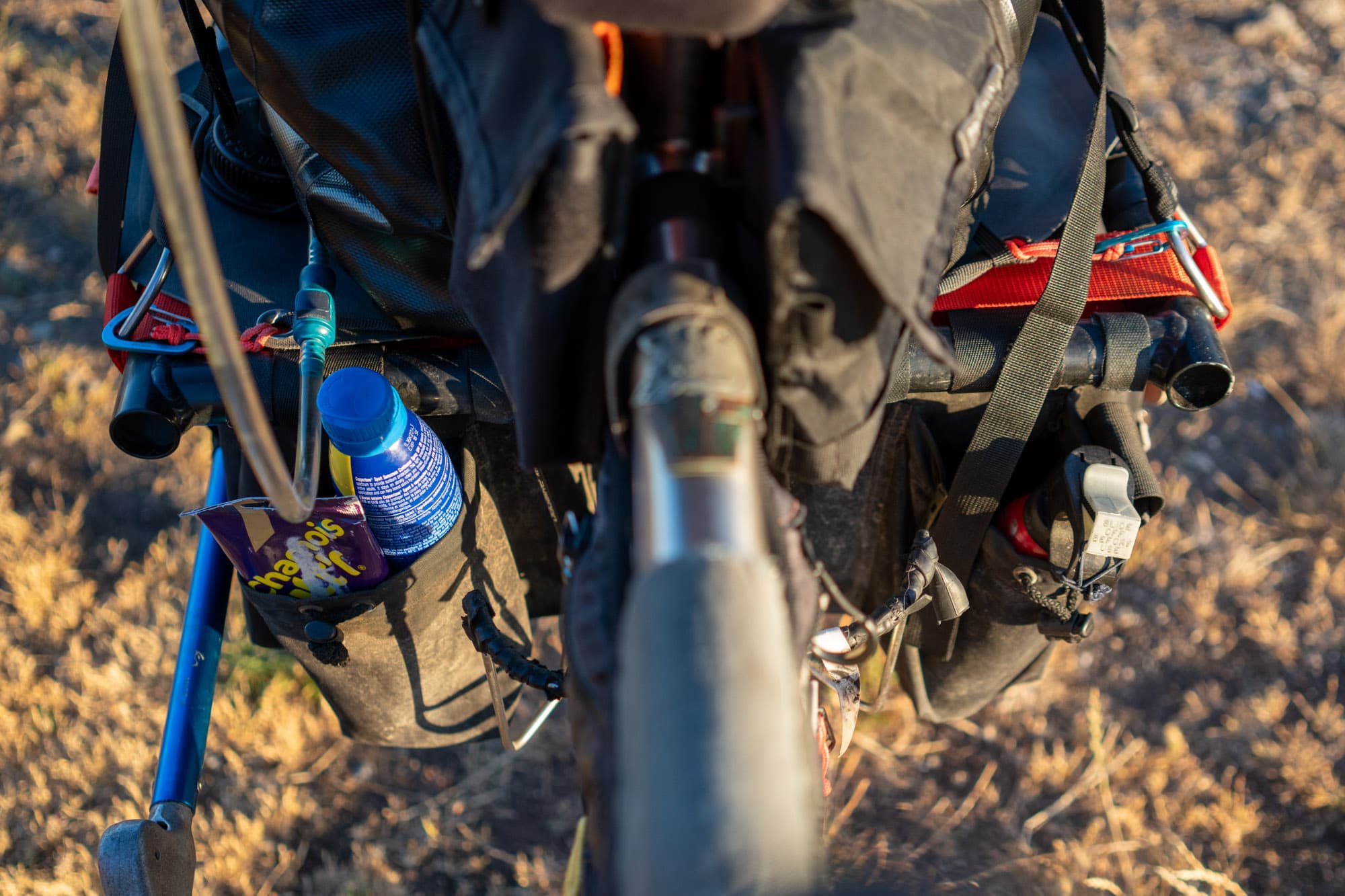 Products ready for use on the bike.
