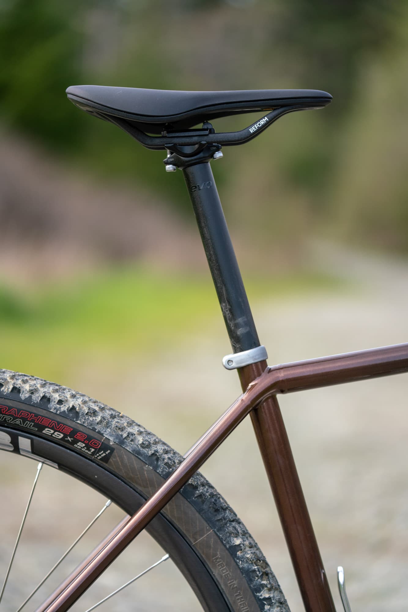 The seat tube of the Neuhaus Metalworks BigLeaf.