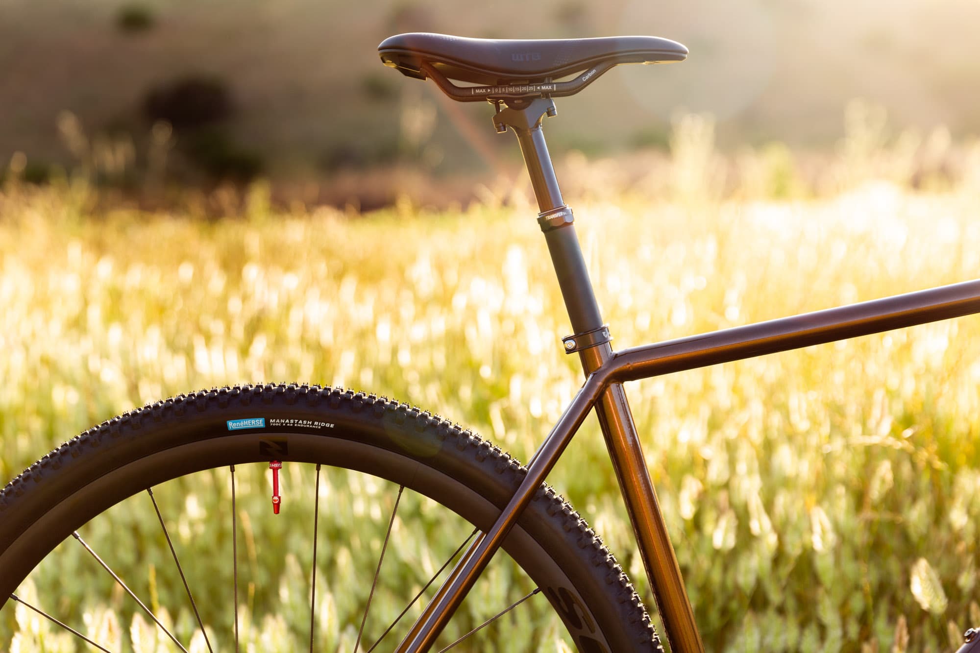 The Solanas printed seat tube to seat stay bridge.