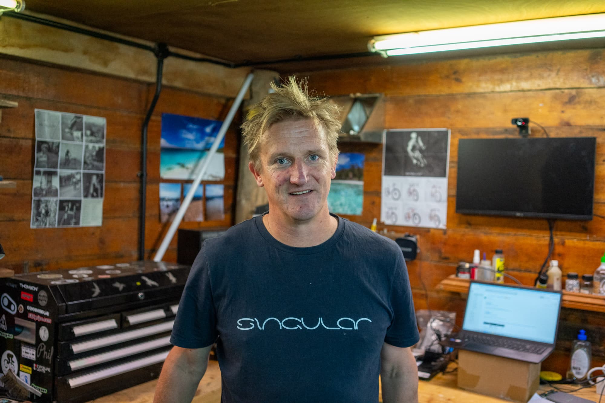 Sam in his cloubhouse.