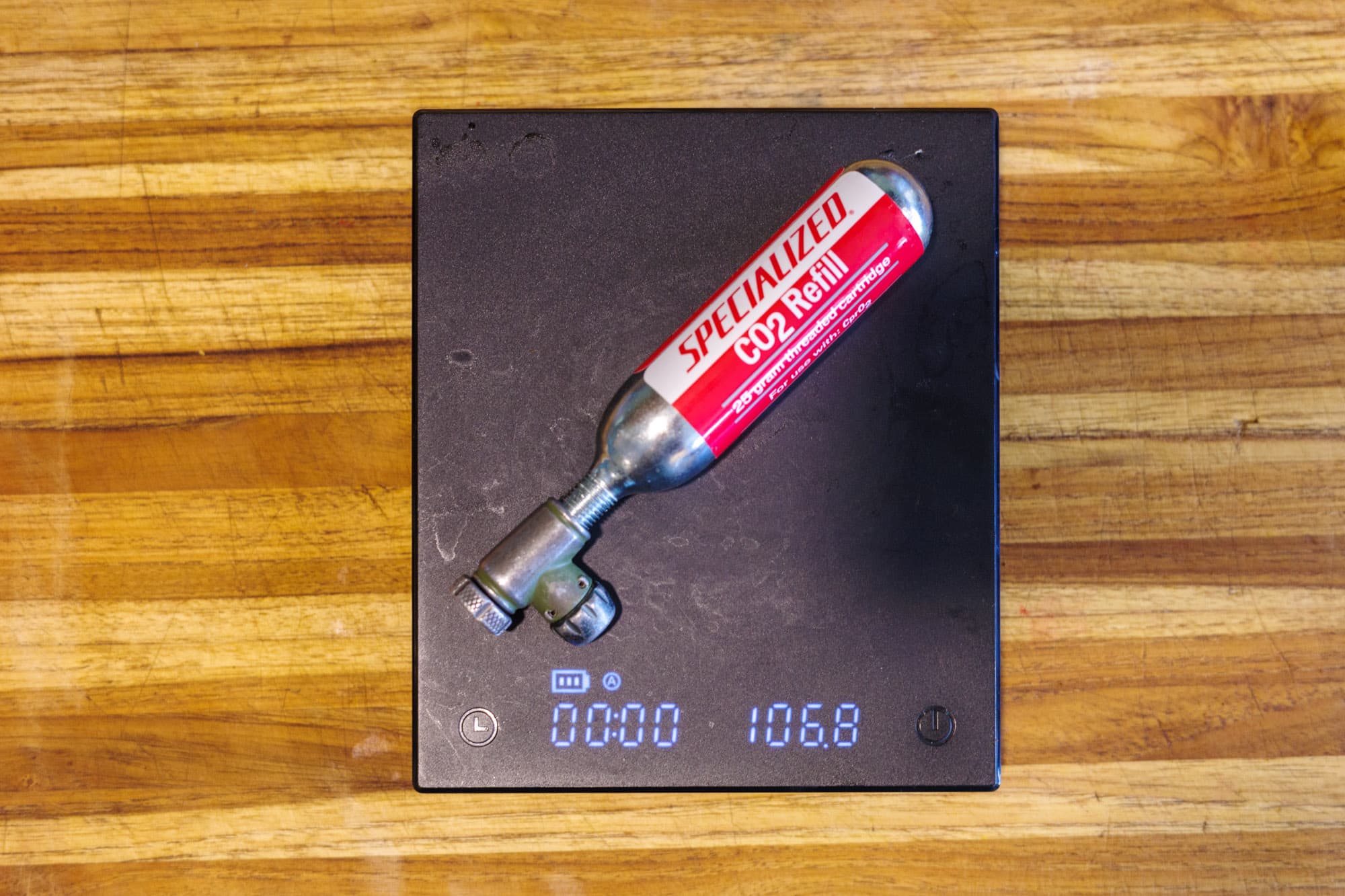 A CO2 gets weighed in.