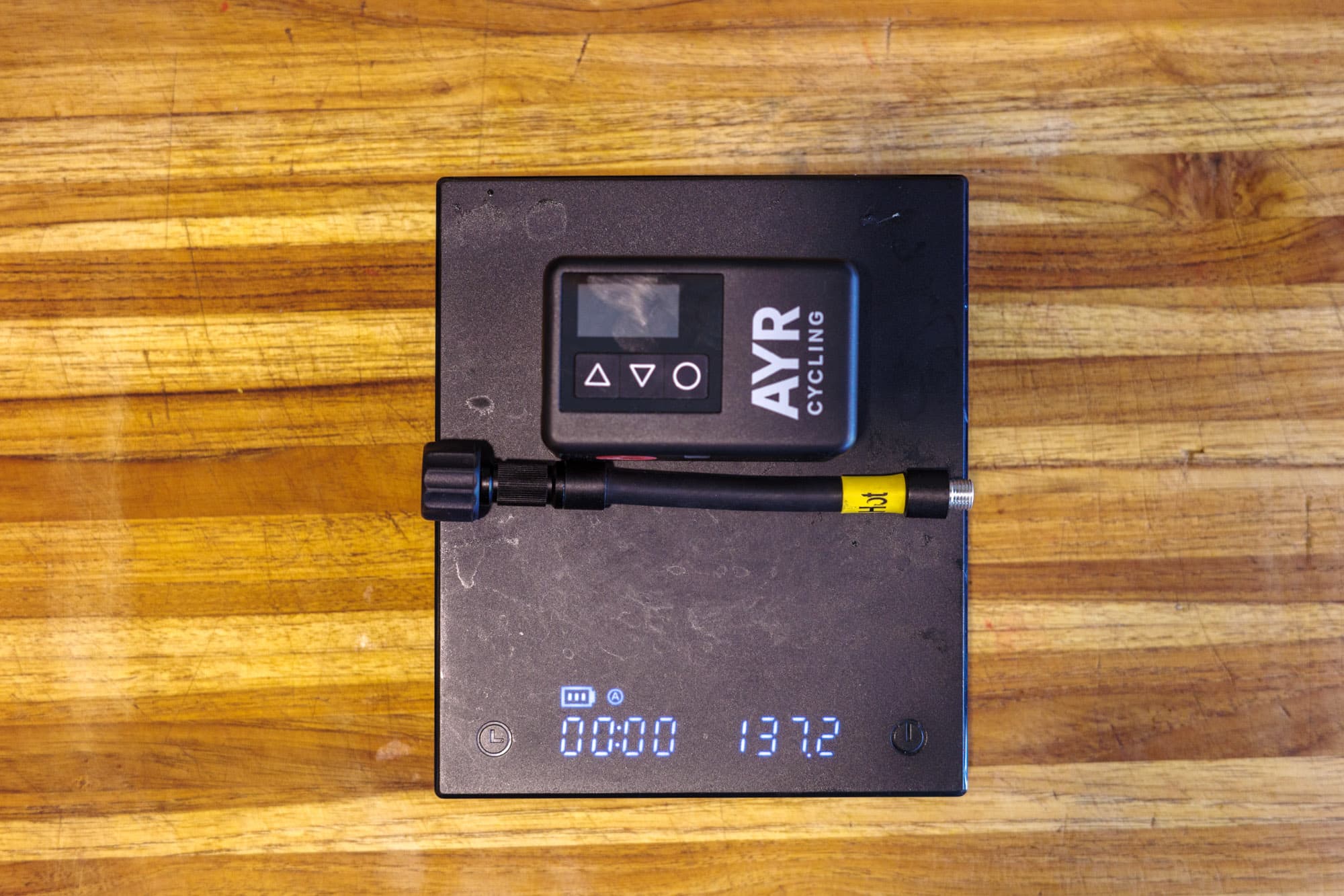 The AYR Electric Pump on the scale.