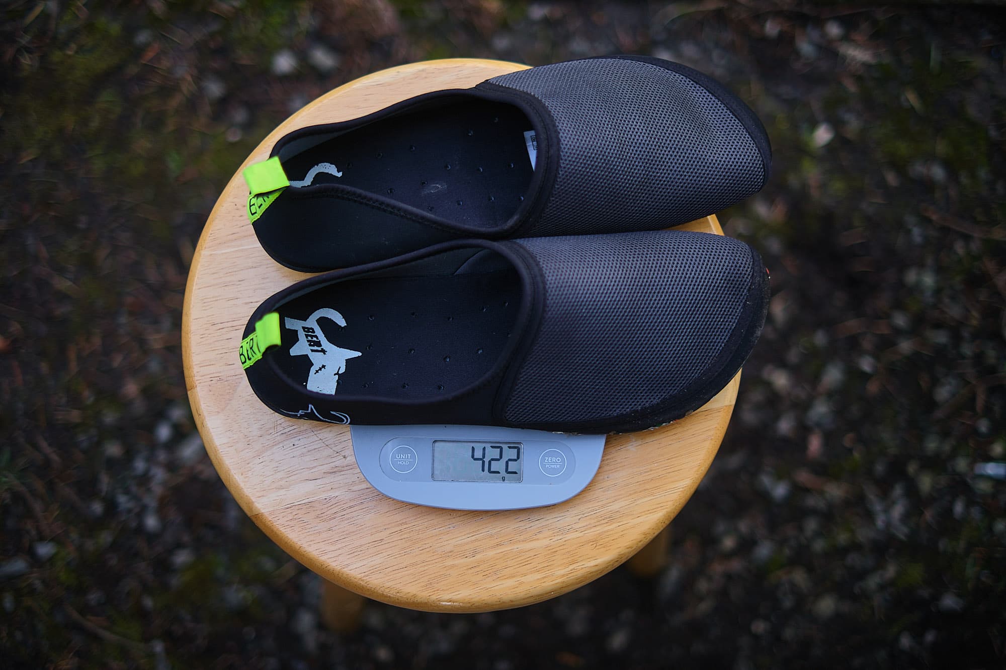 Weighing up the shoes.