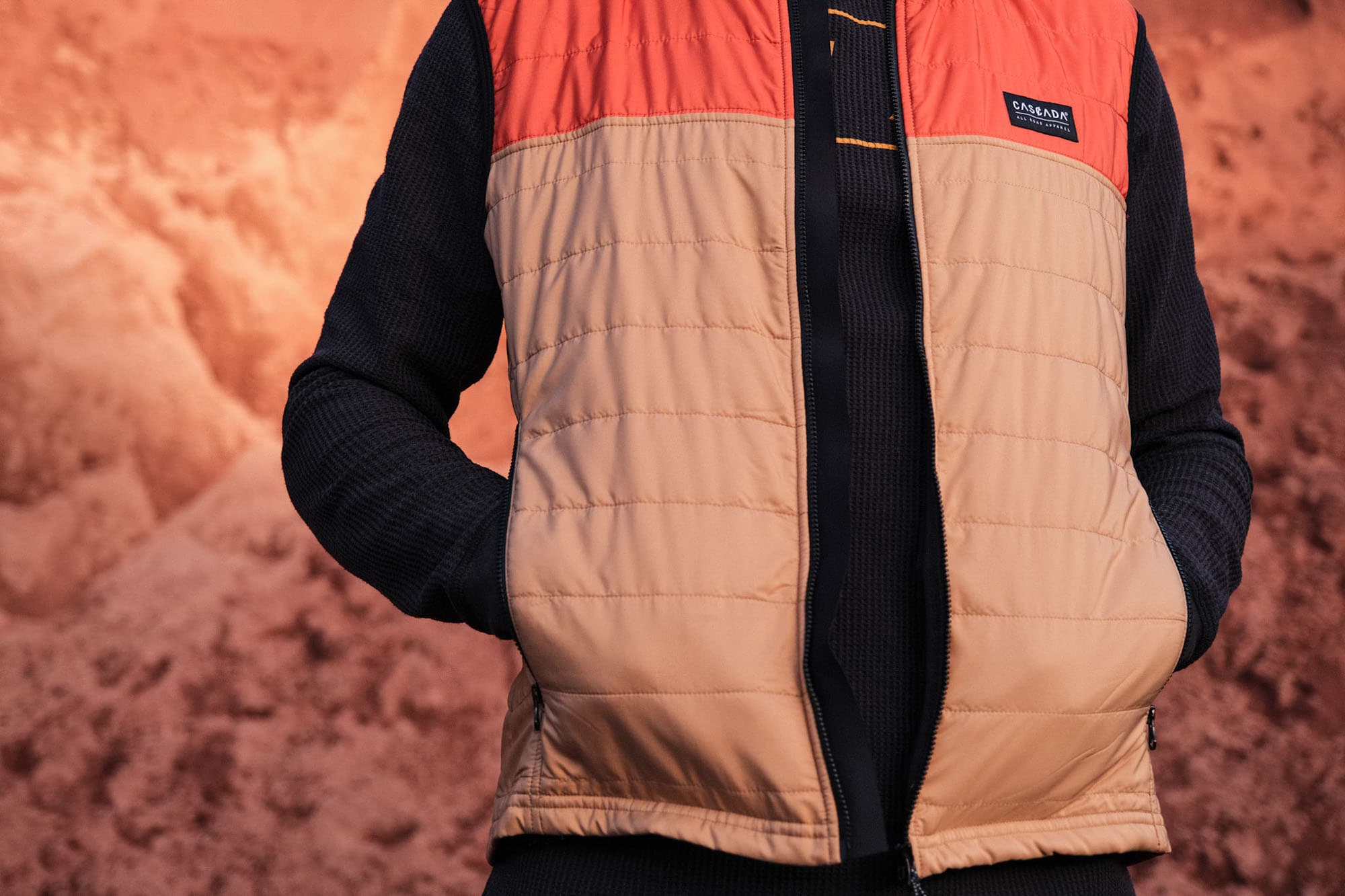 Gerald tries on the Cascada Guide Ultralight Vest.