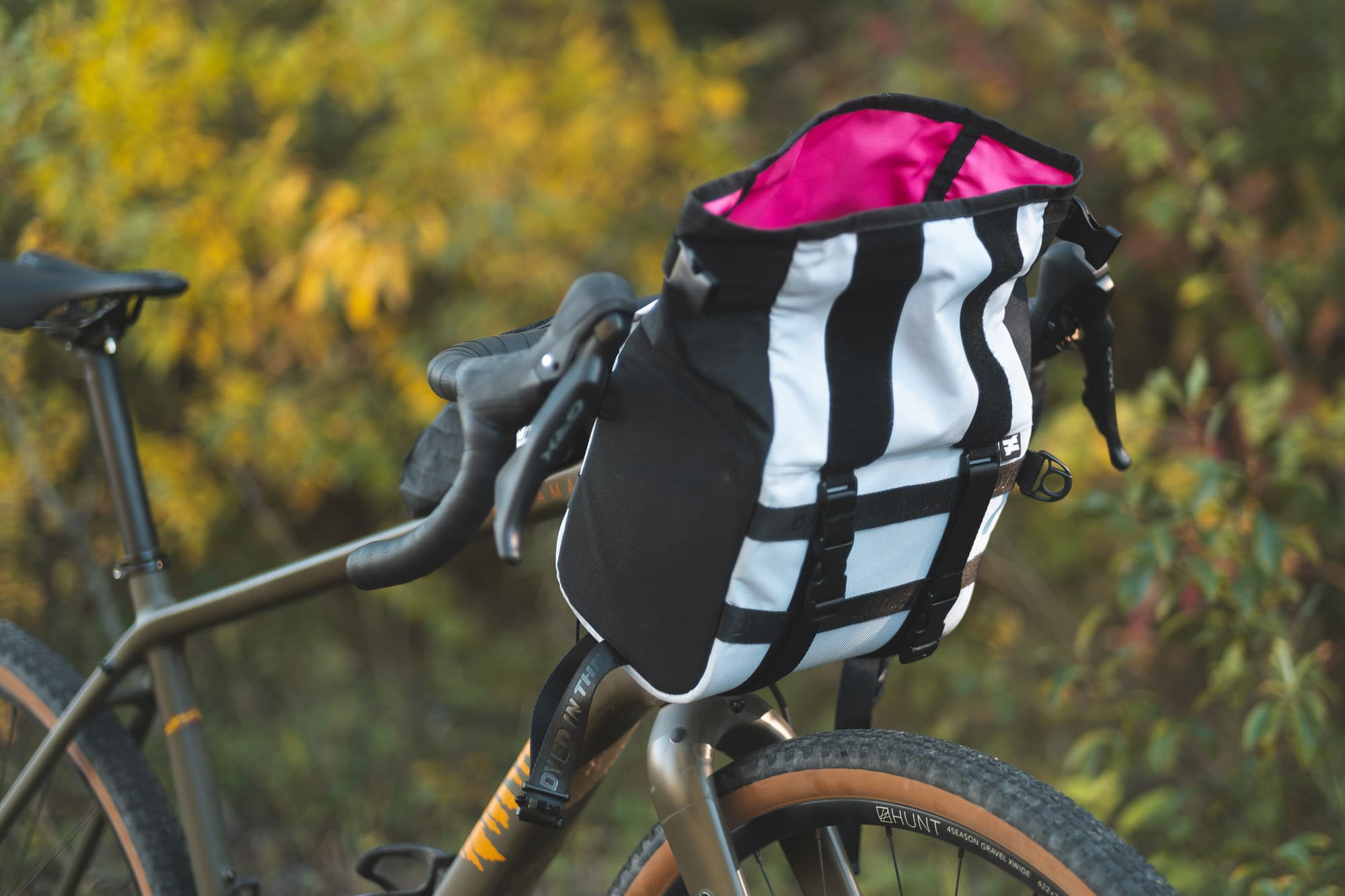 The DITW Camera Bag rolltop open.