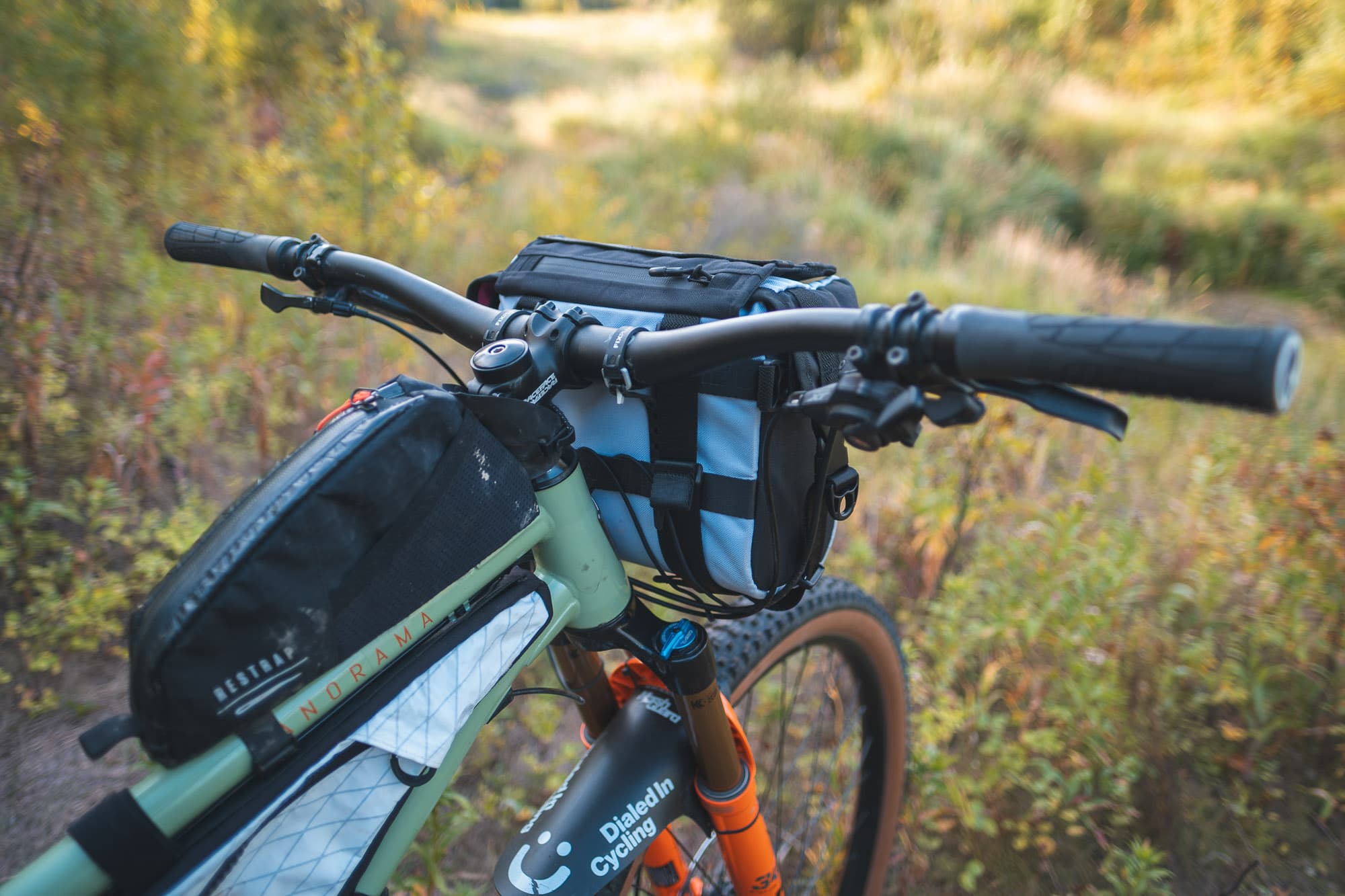 The DITW Camera Bag ready to rock on a mountain bike.