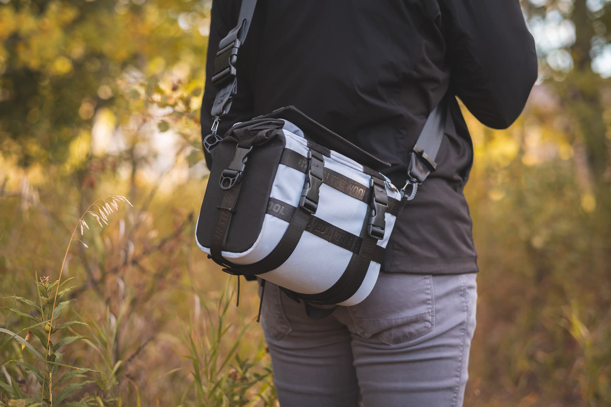 The DITW Camera Bag works of the bike too!