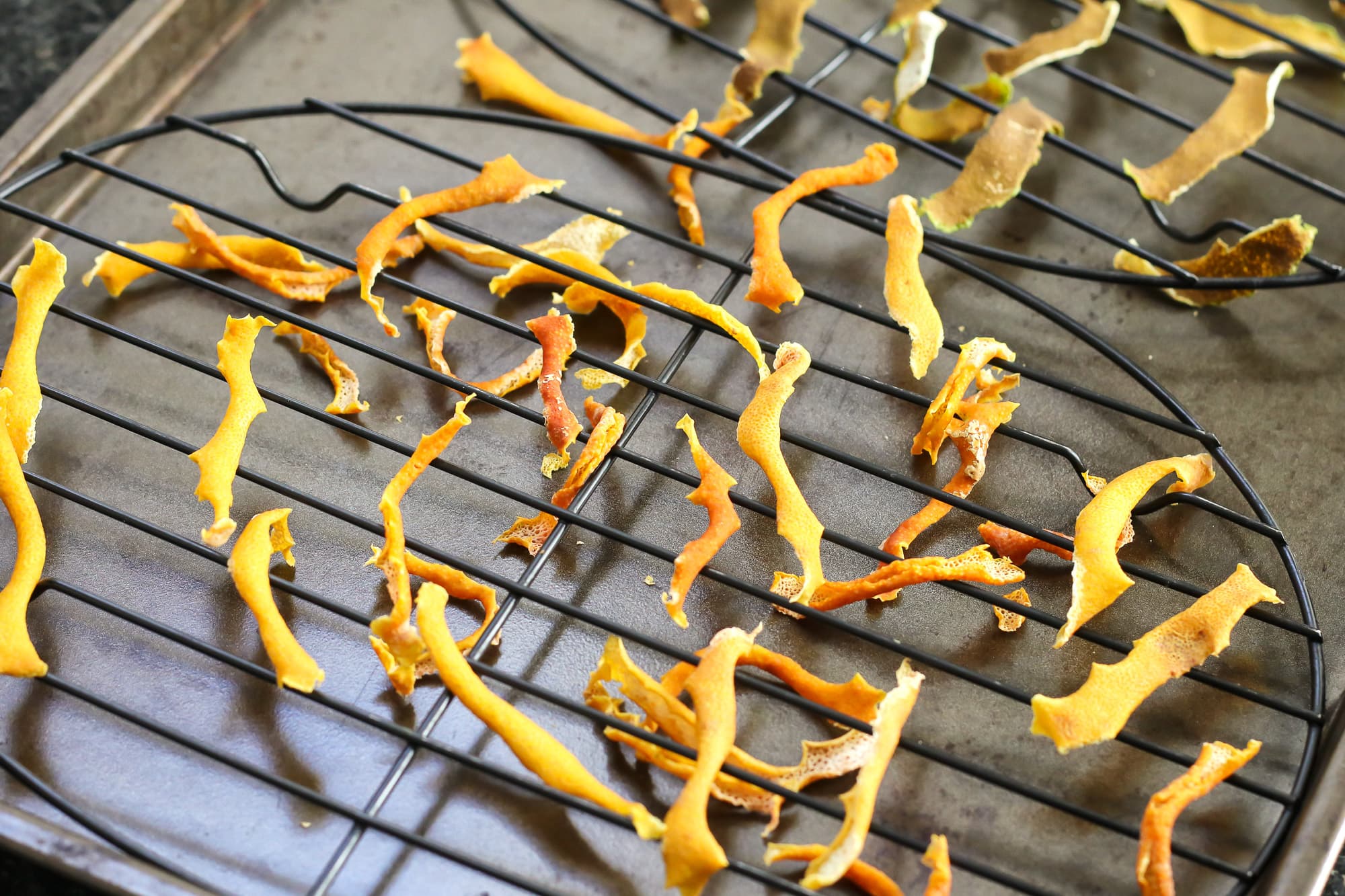 Citrus peels ready to grind.