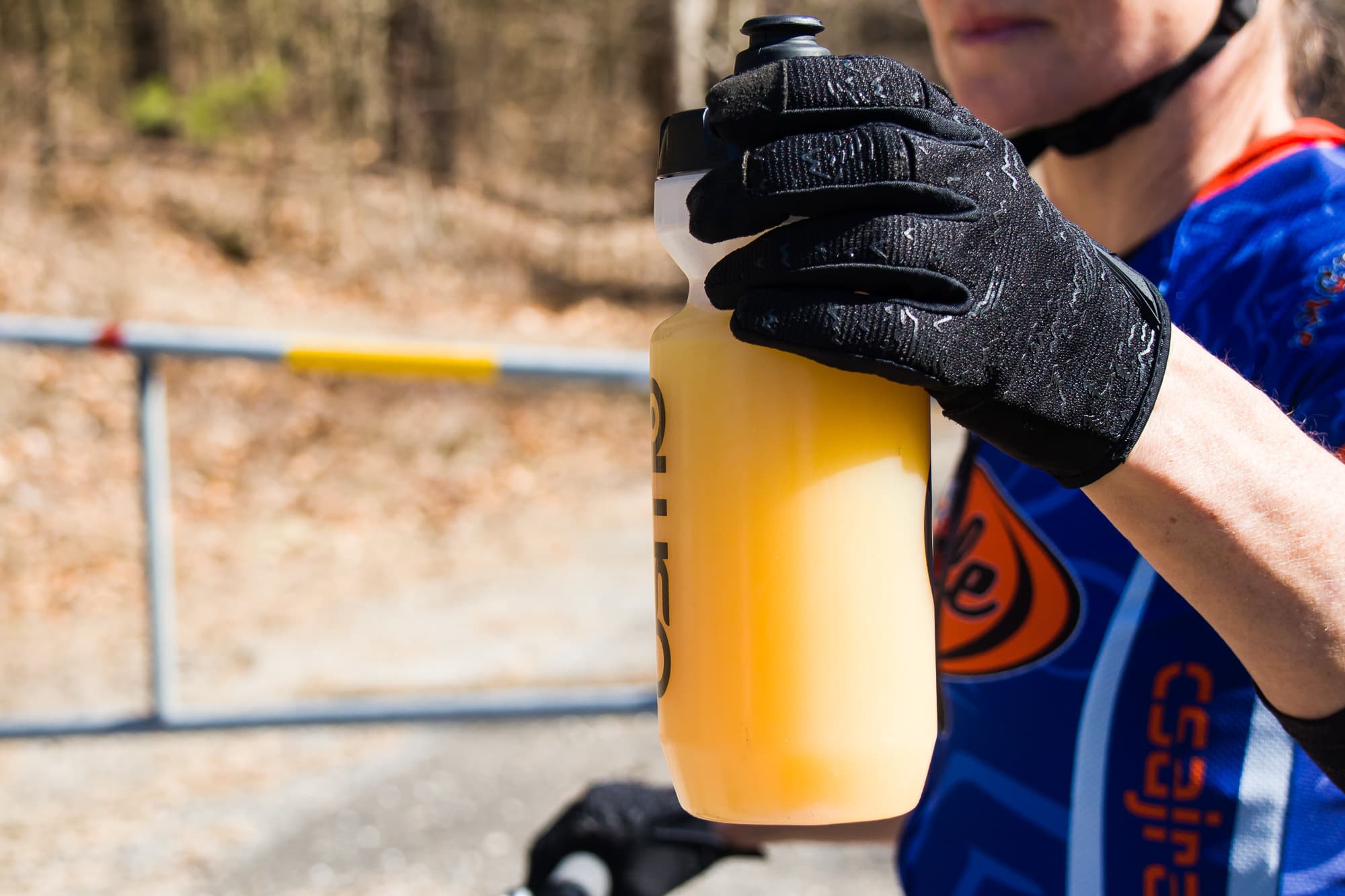 A citrus drink in a bidon.