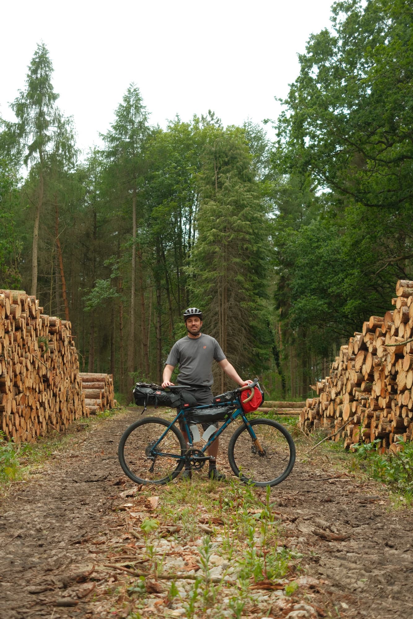 Lew with his rig in the forest.