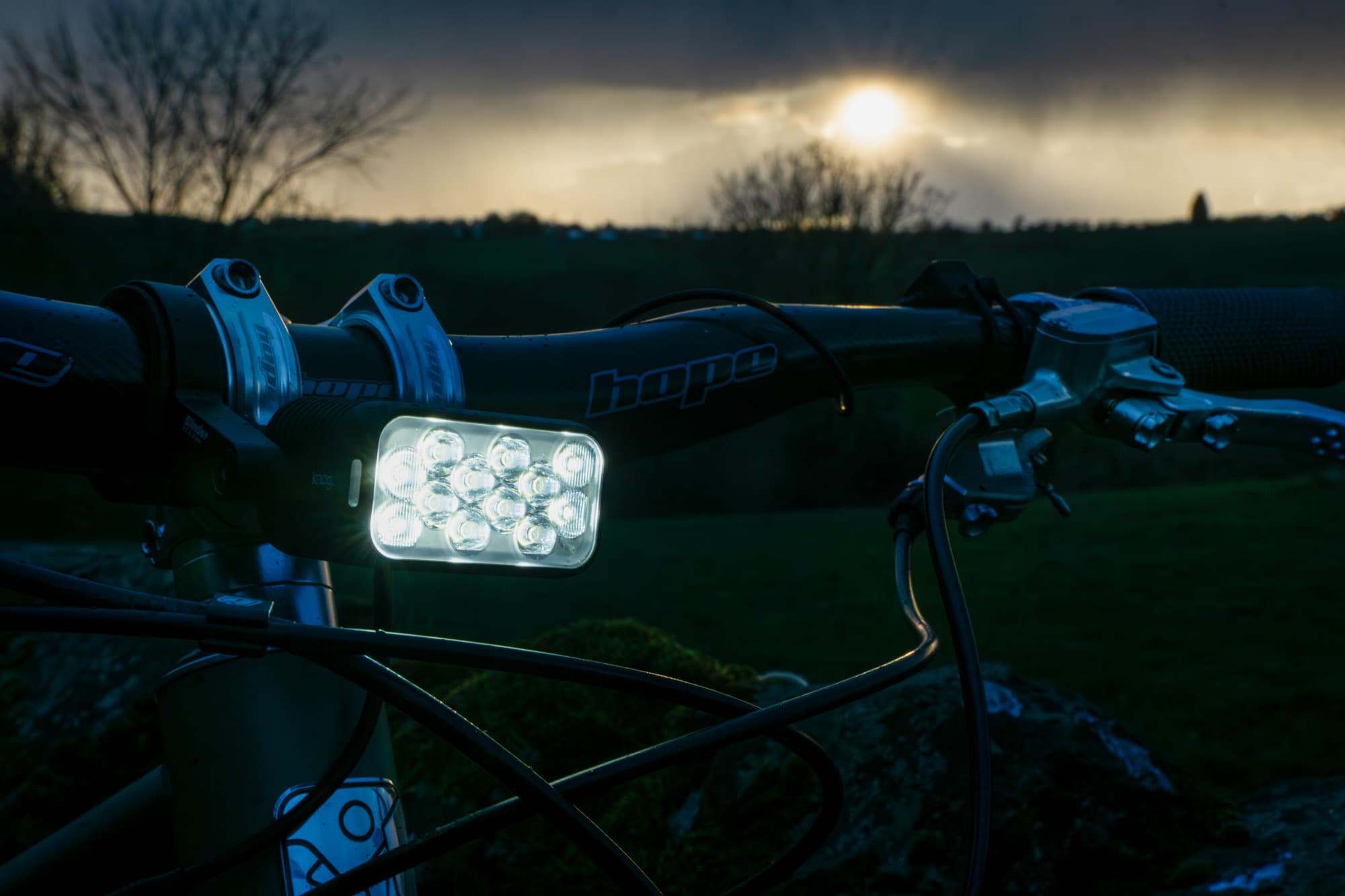 The sun sets in England.