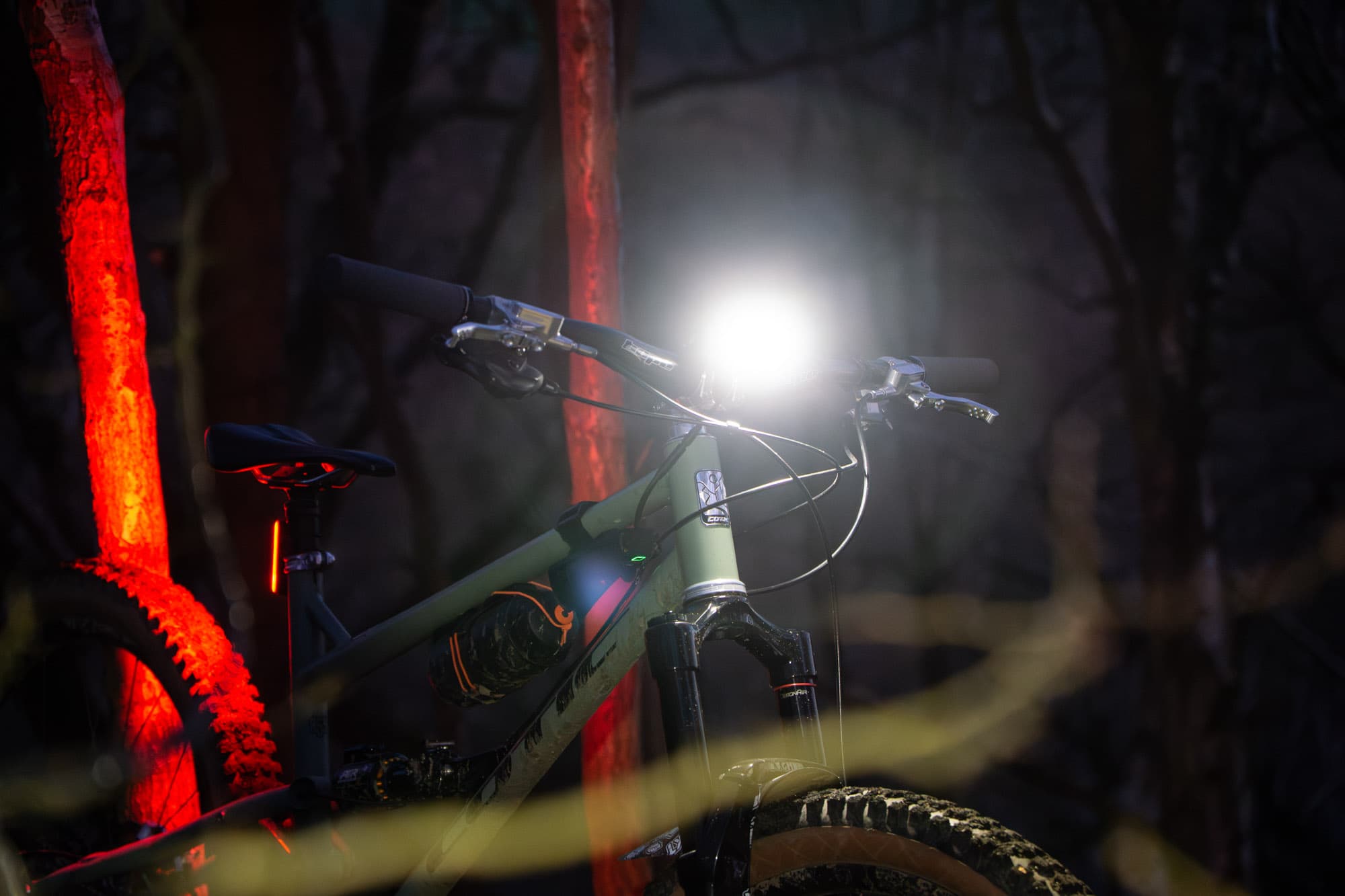 Toms Cotic bike riding at night.