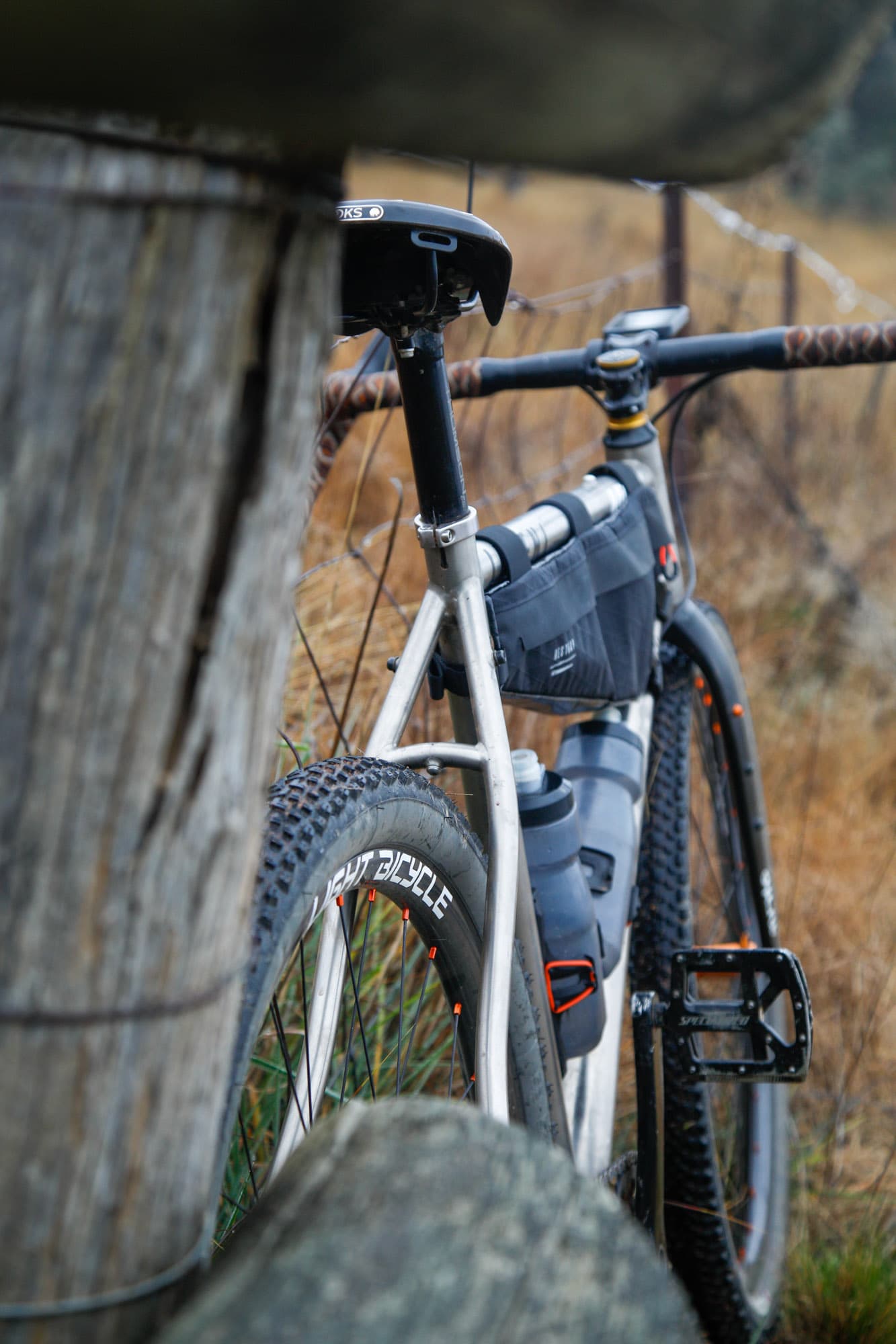 Matties bike is ready for a day in the gravel.