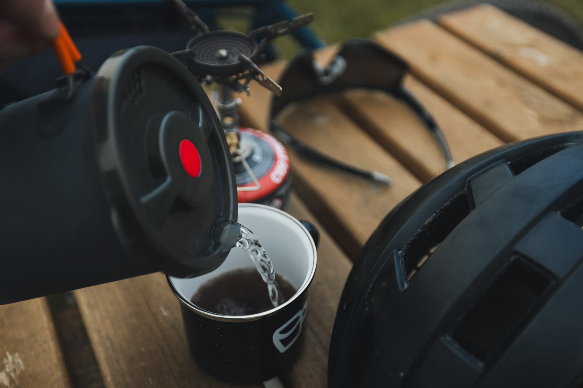 Lew brews the No Normal Coffee.