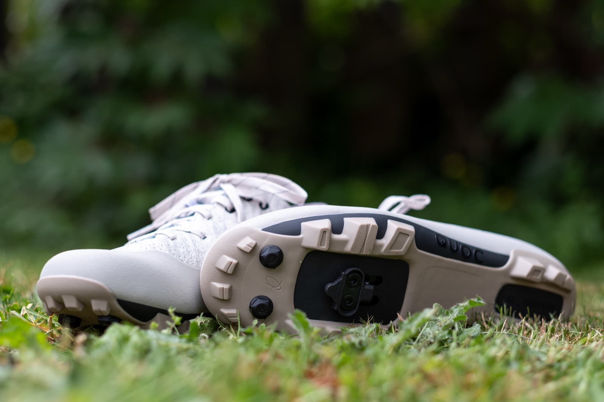 The Gran Tourer XC Lace carbon-composite outsole with SPD cleat installed.