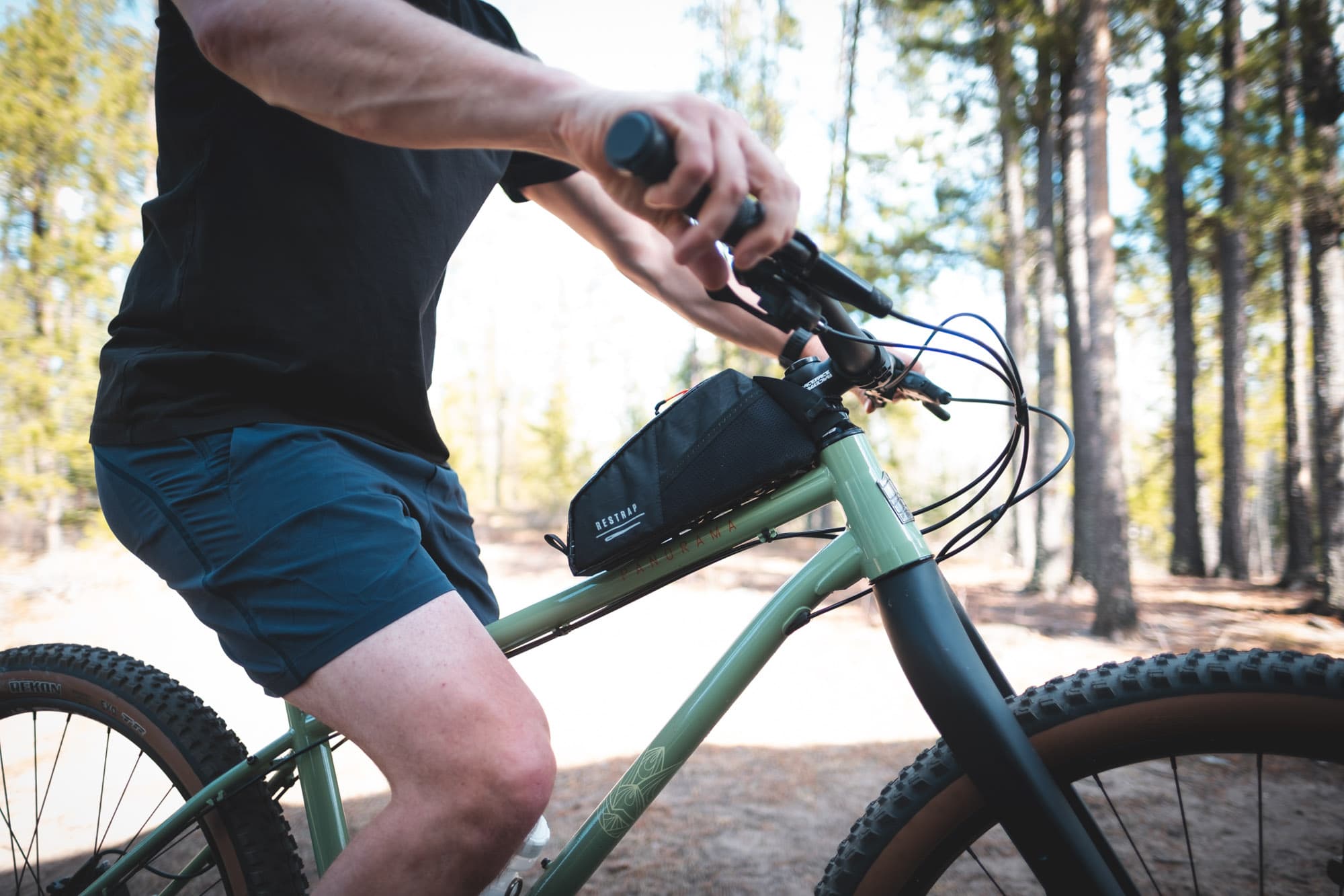 Tyler on his bike with the Restrap Race bag.