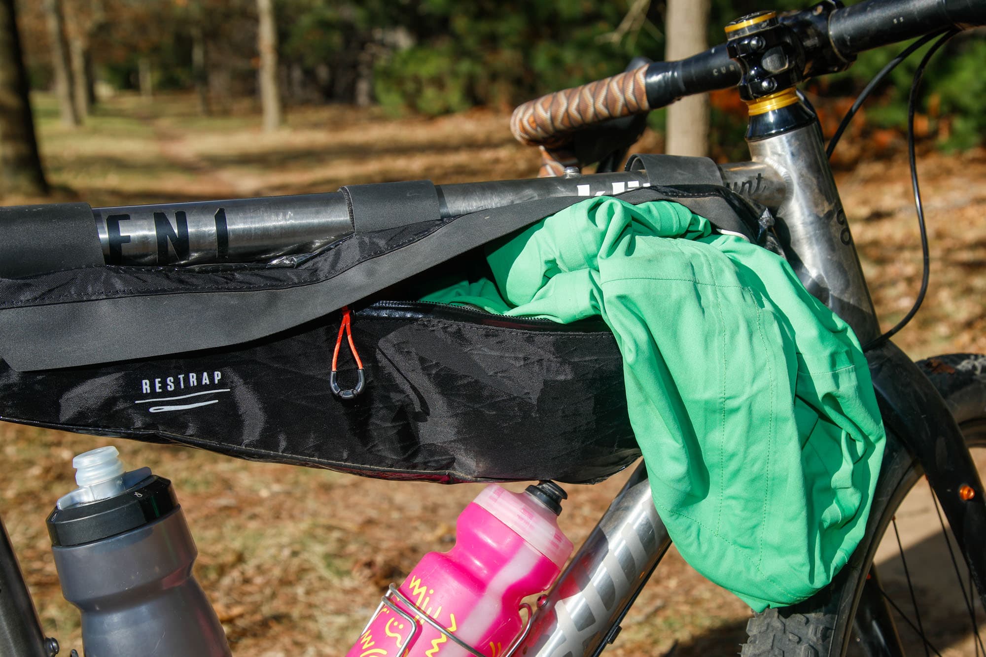 Matties jacket in the bag.