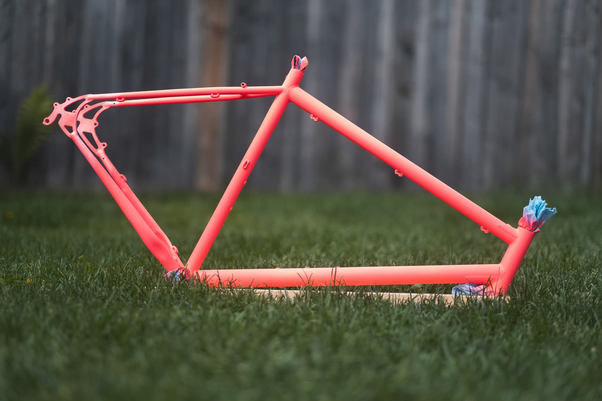 The spray painted frame.