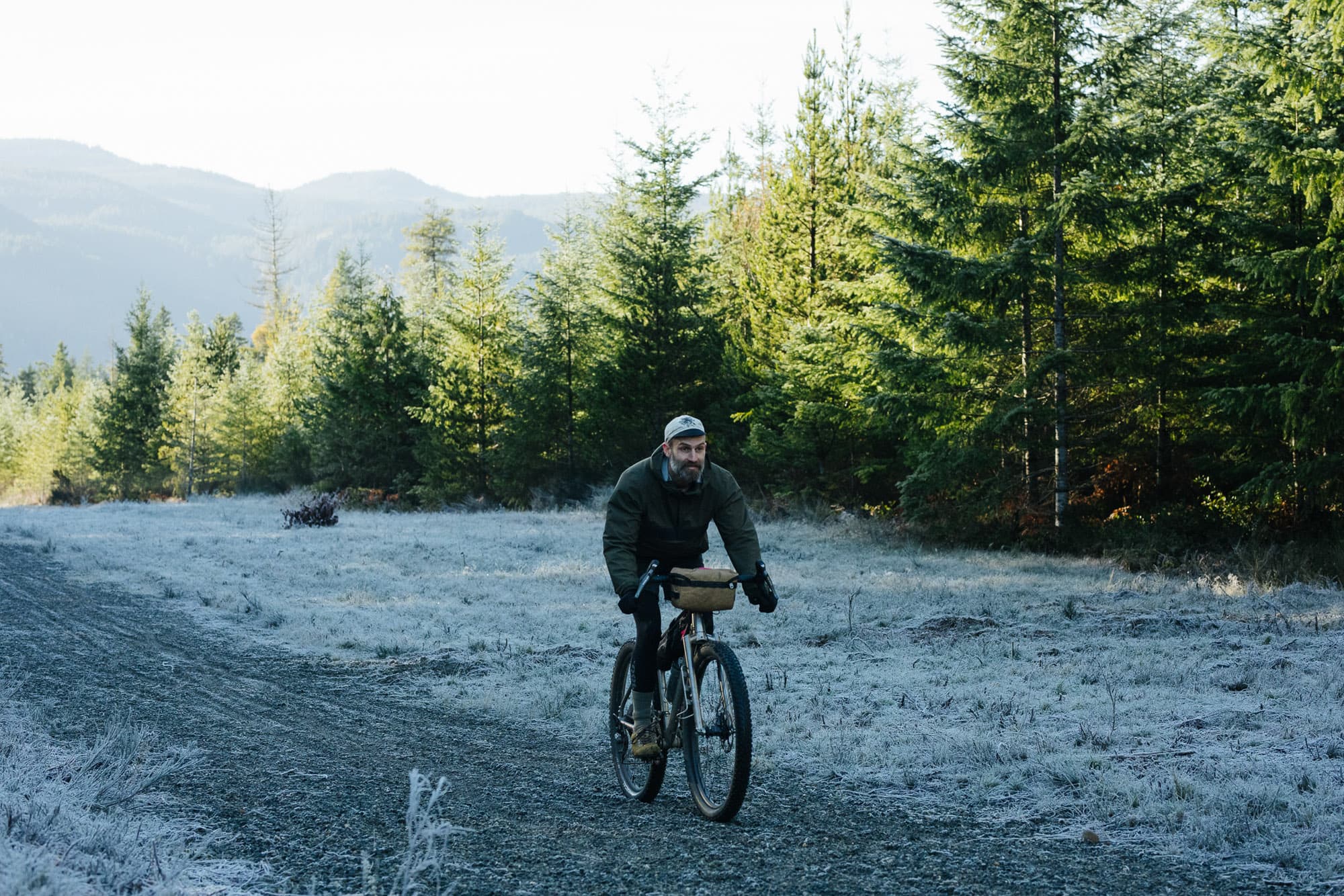 Tom rides in winter conditons.