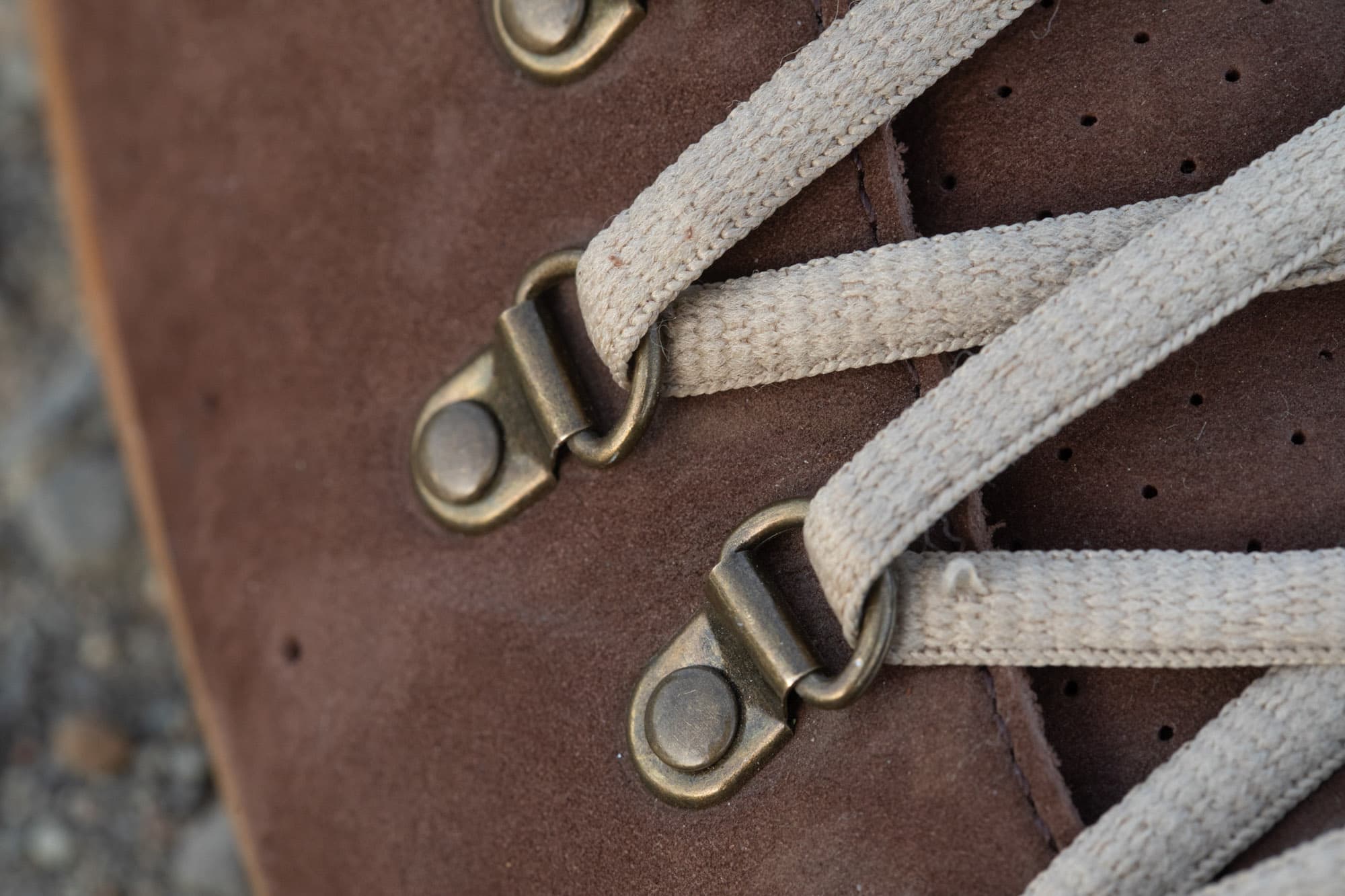 A detail shot of the eyelets.