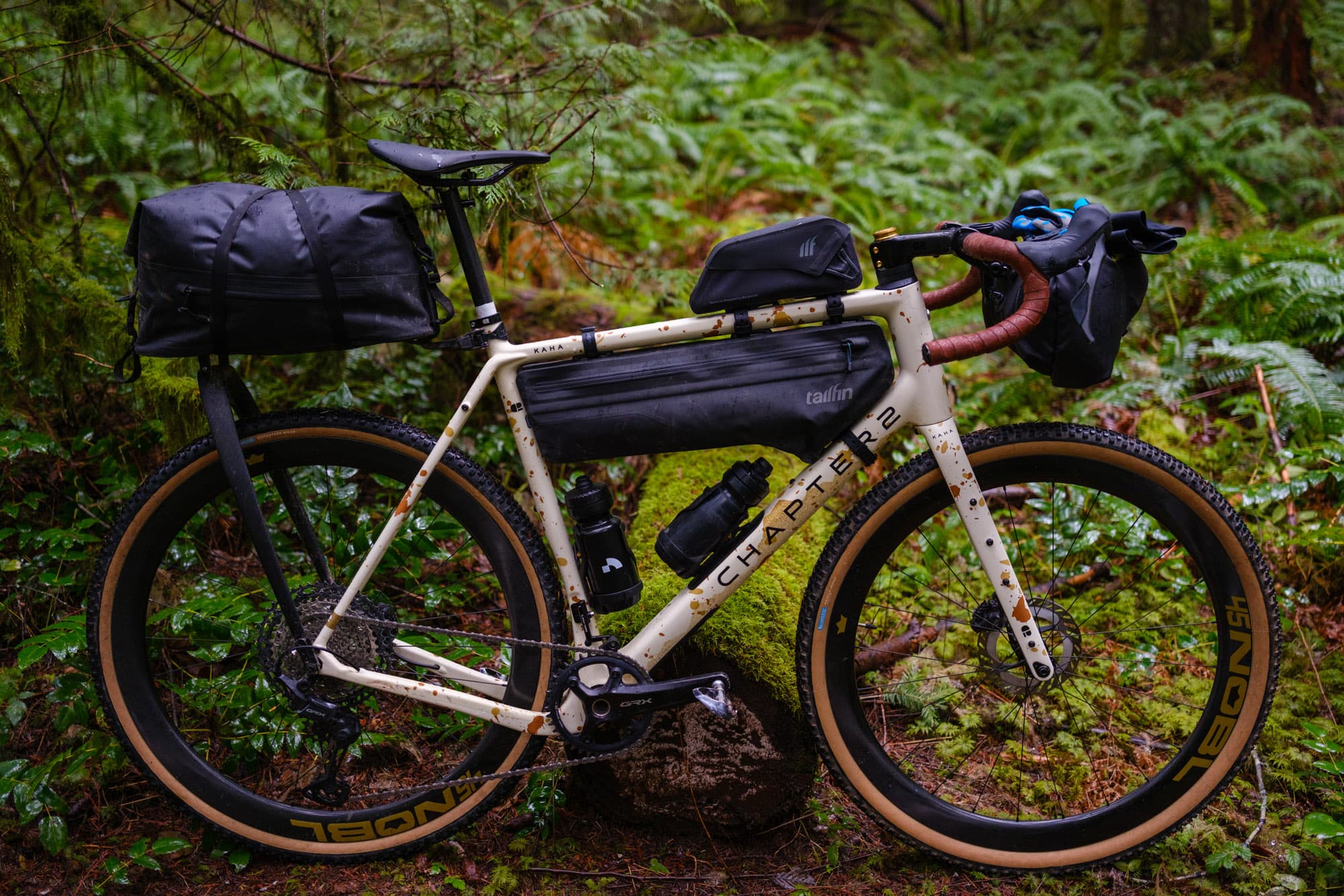 Jeffs Chapter 2 bike with a full Tailfin bikepacking setup.