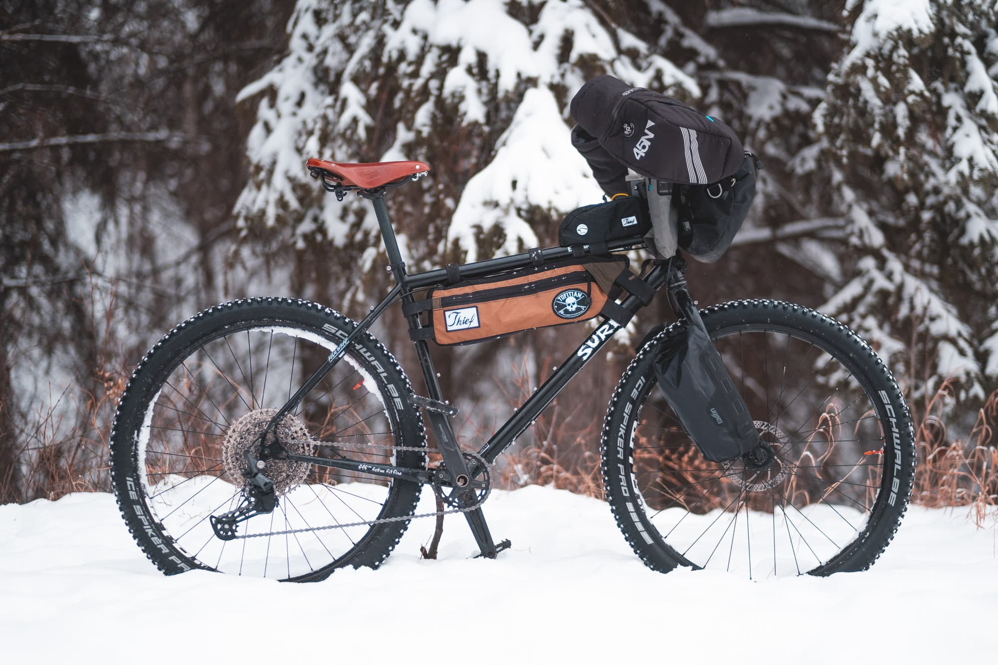 A Surly Bridge Club in the snow.