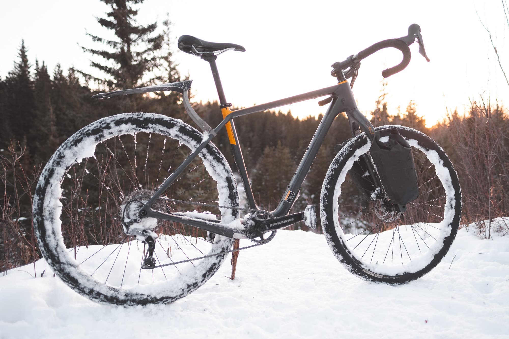 A Salsa Cutthroat in the snow.