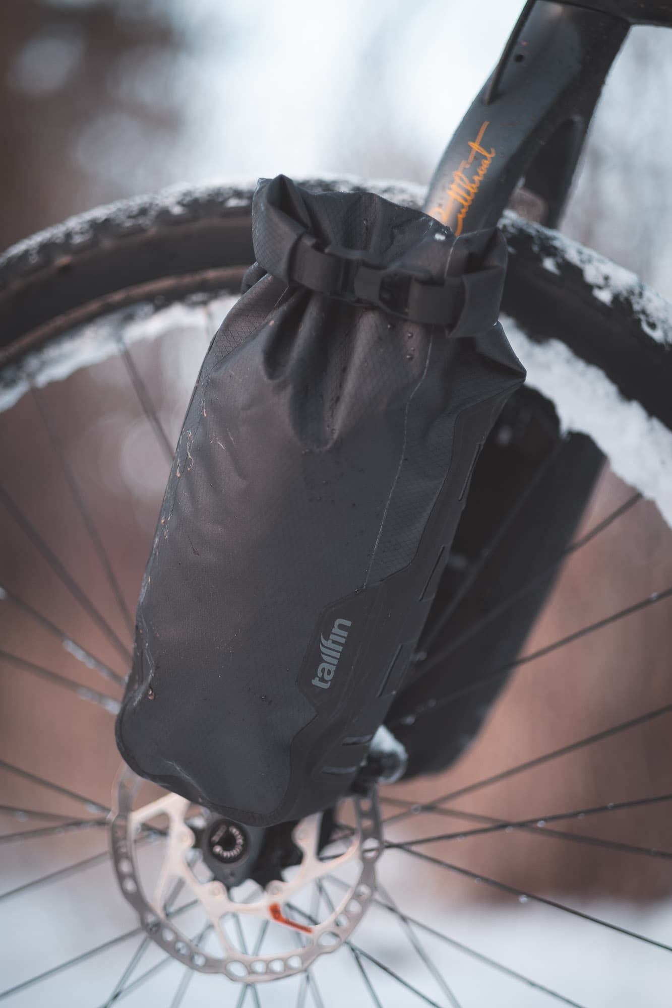 The Tailfin Fork Packs ready for bikepacking.