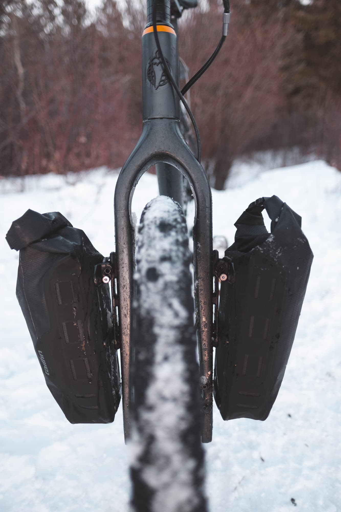 The Tailfin Fork Packs front view.