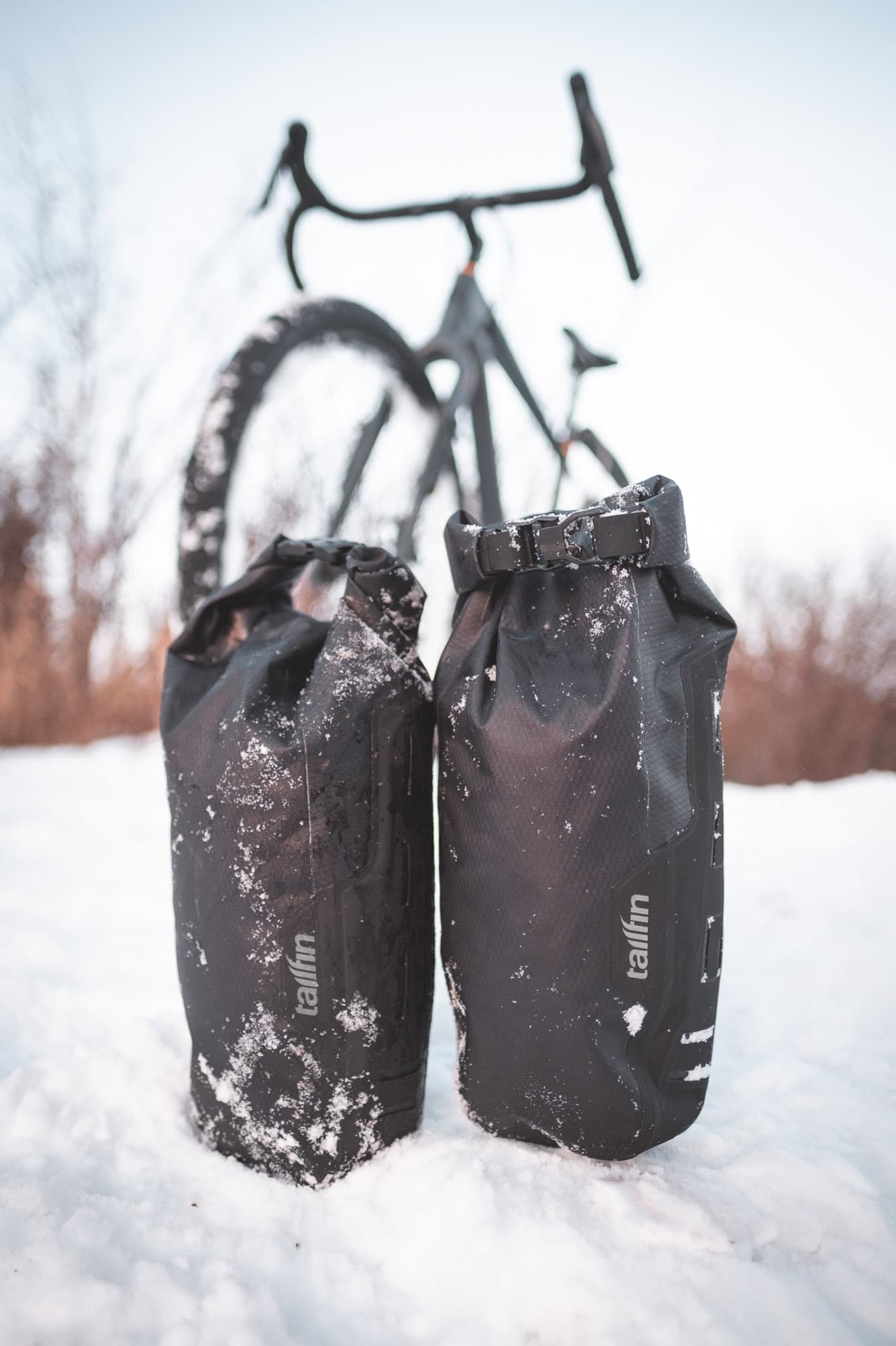The Tailfin Fork Packs in front of a Salsa Cutthroat.