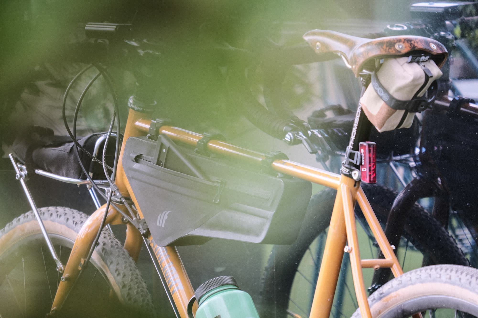 Tailfin frame bag ready to ride.