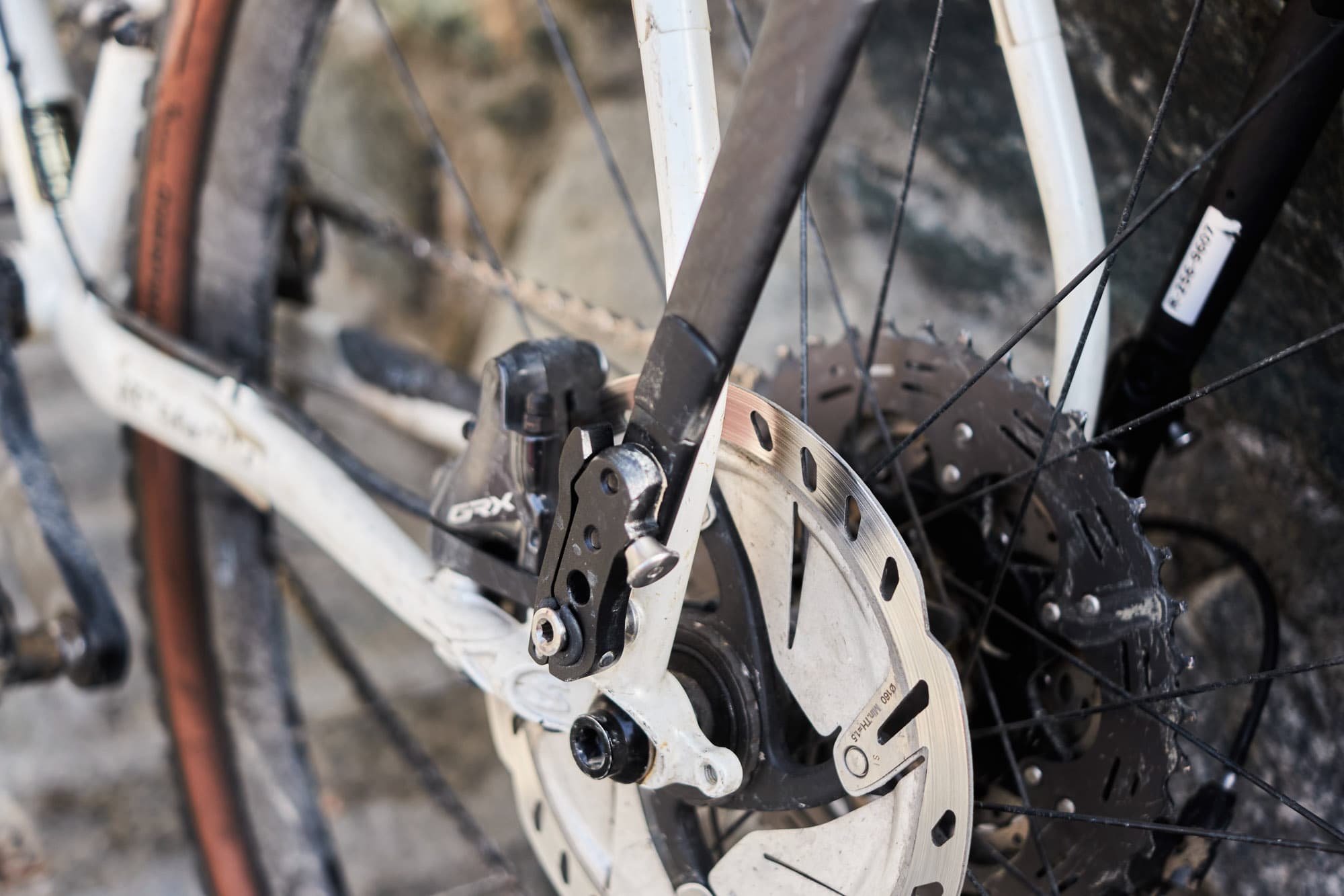 Brake rotor detail on the bike.