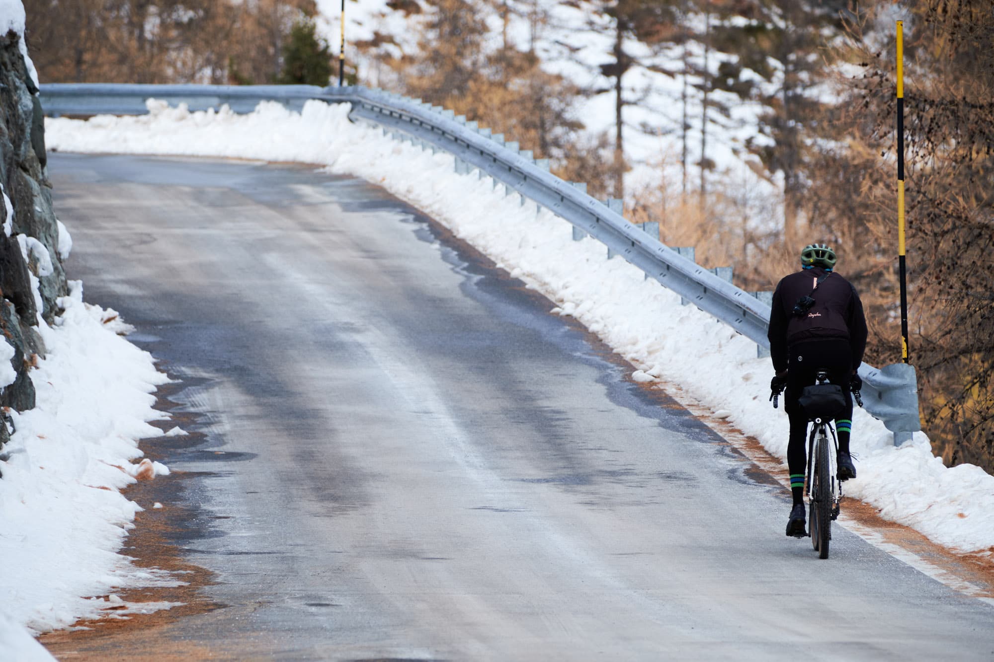 A snowy gravel climb.