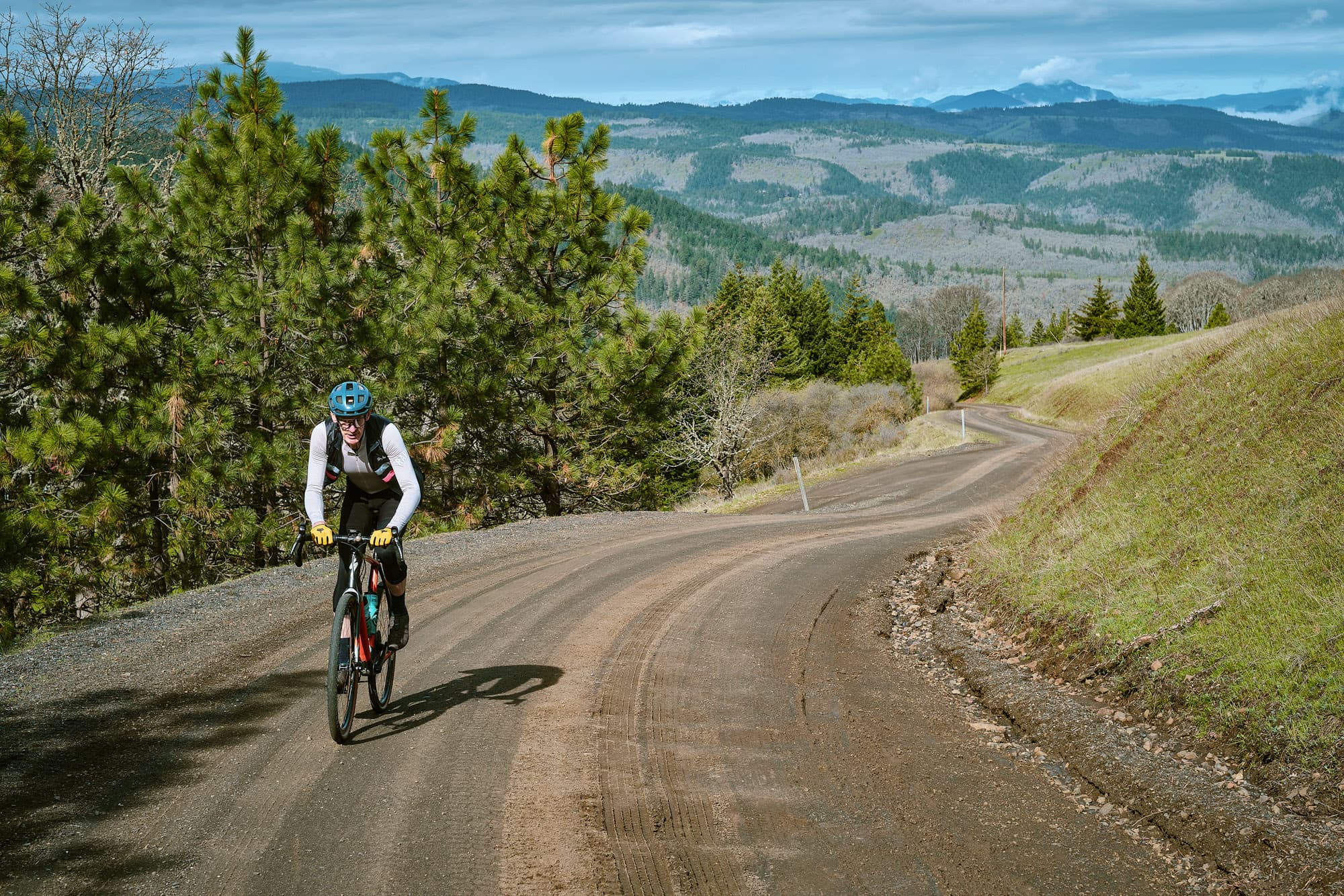 Ron does a climb on his new tires.