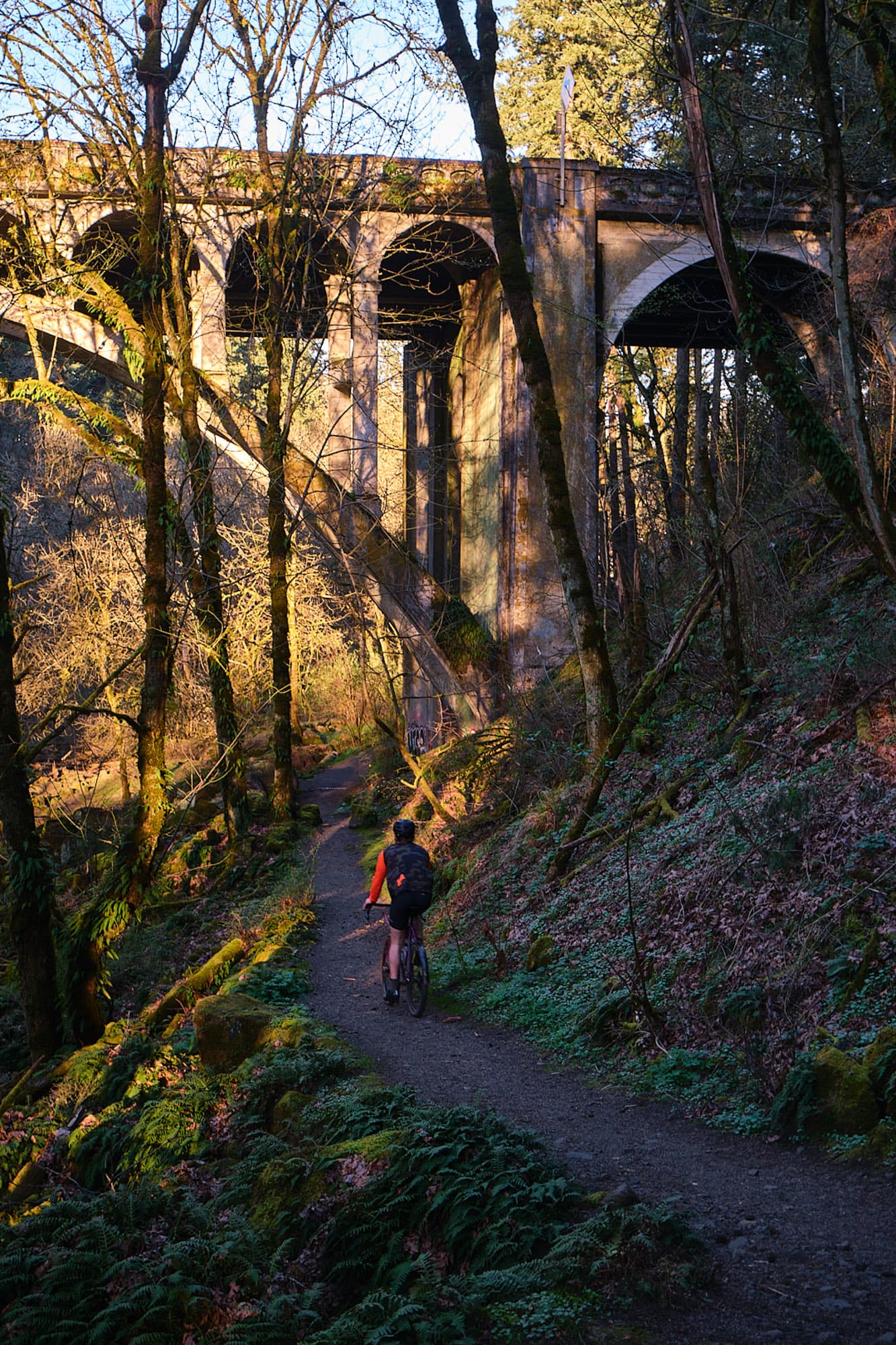 Under the bridge.
