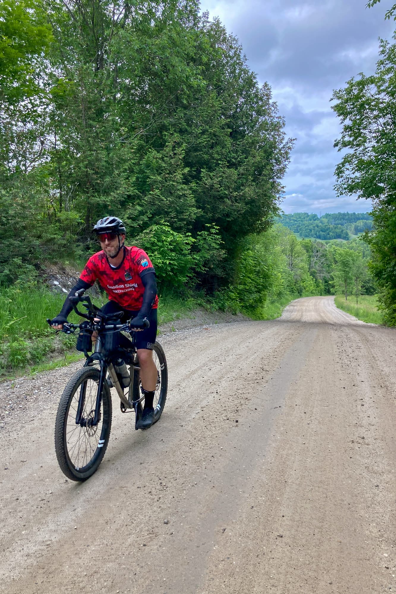 Chris riding his route.