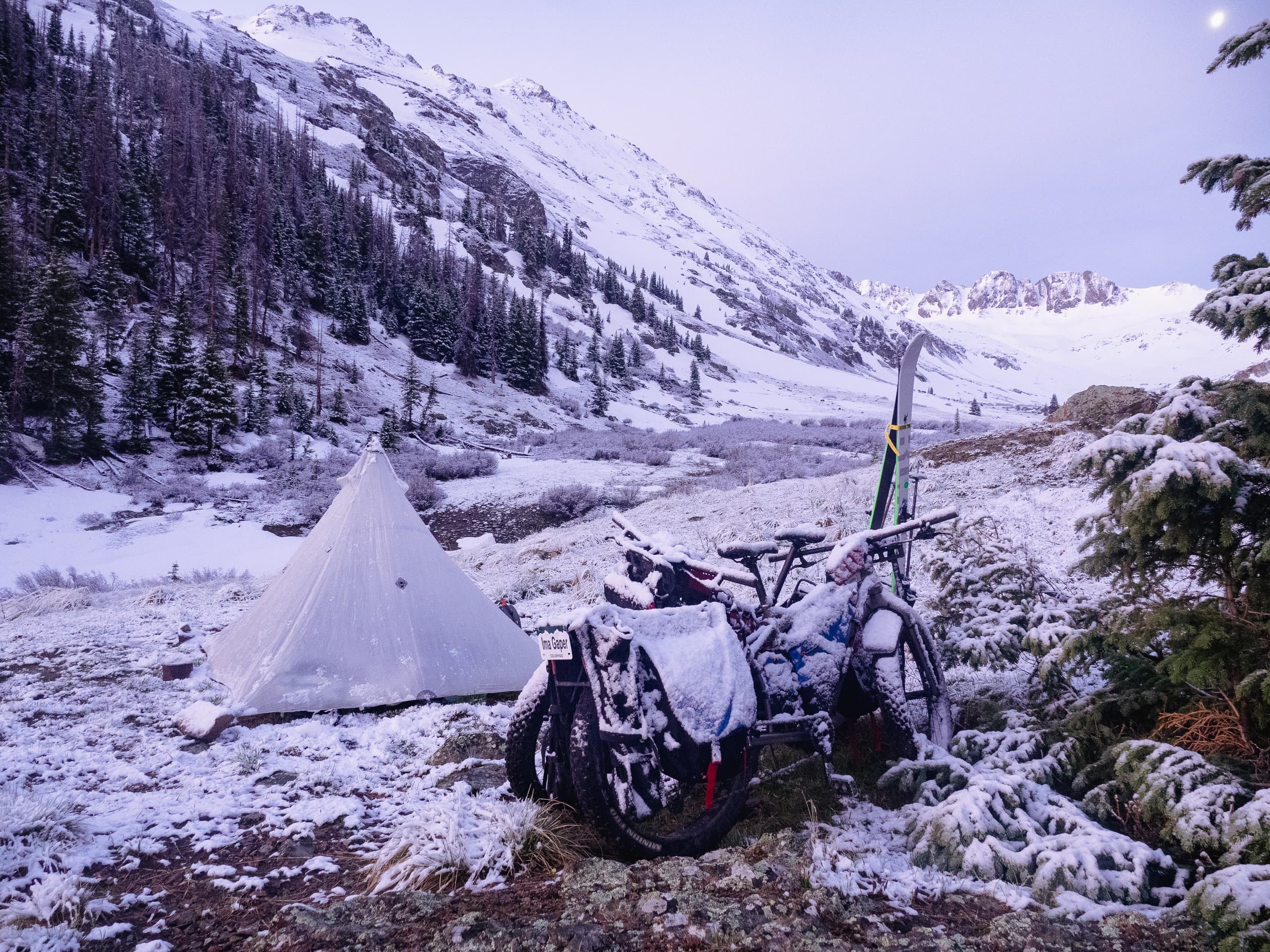 Winter cargo camping.