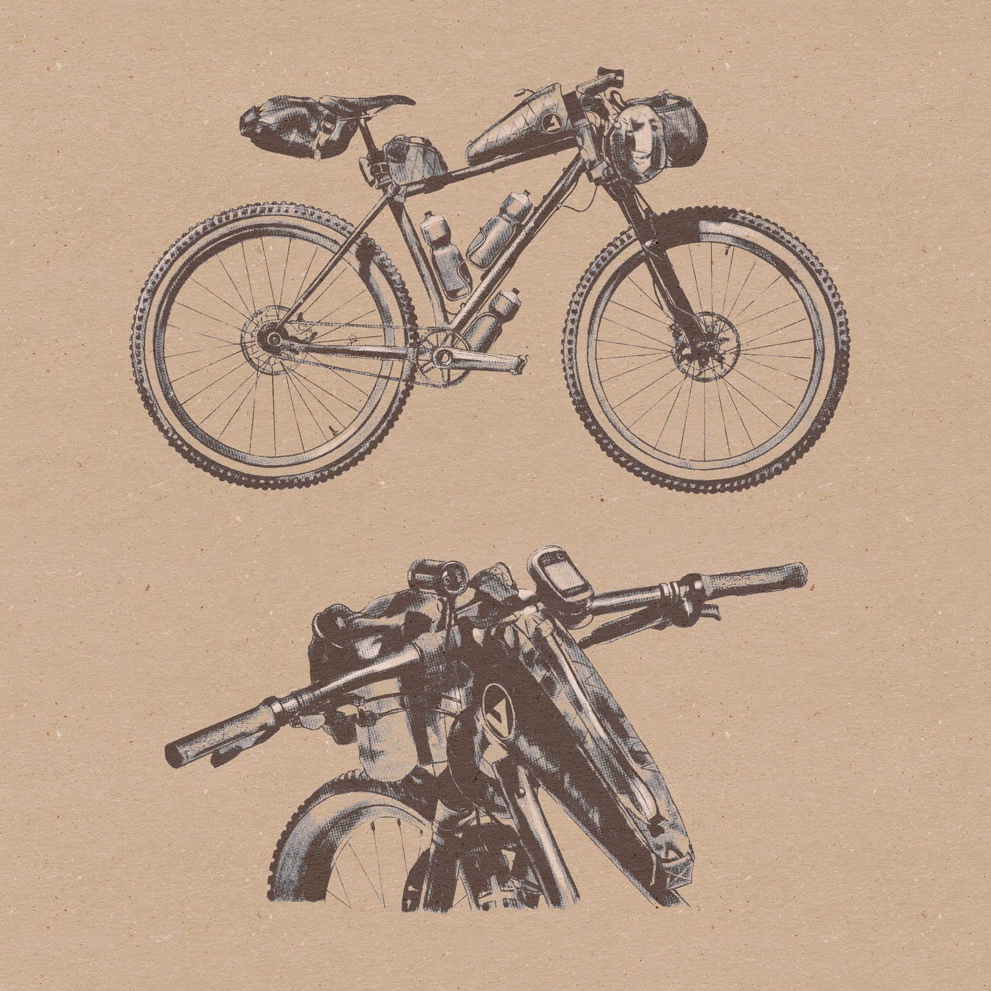 Bikepacking illustrations by Dean Liebau.