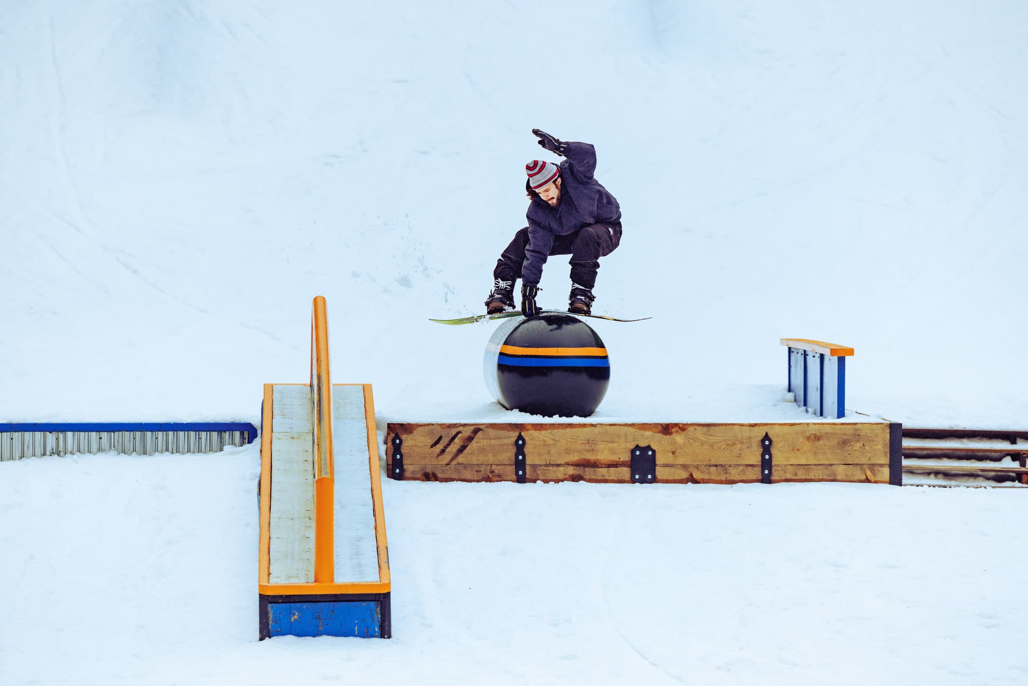 Dean shreds the snow park.