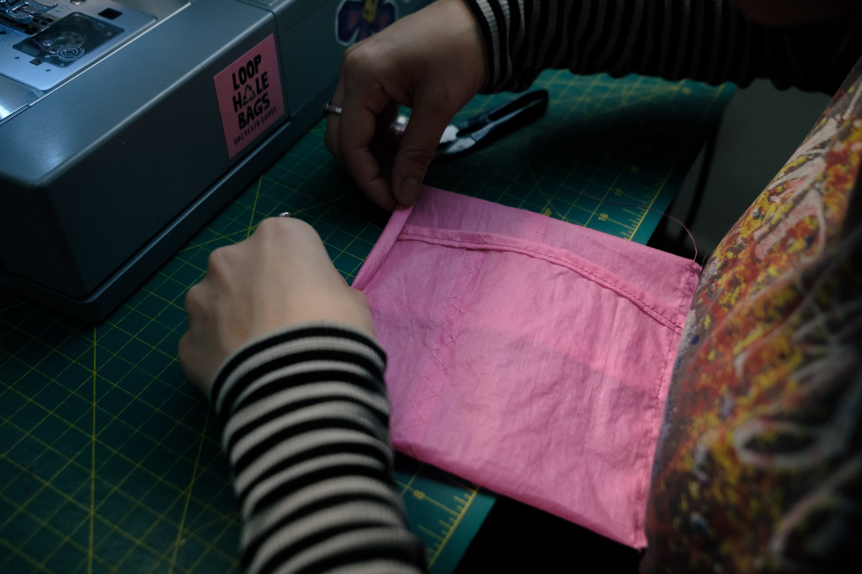 Folding the edges.