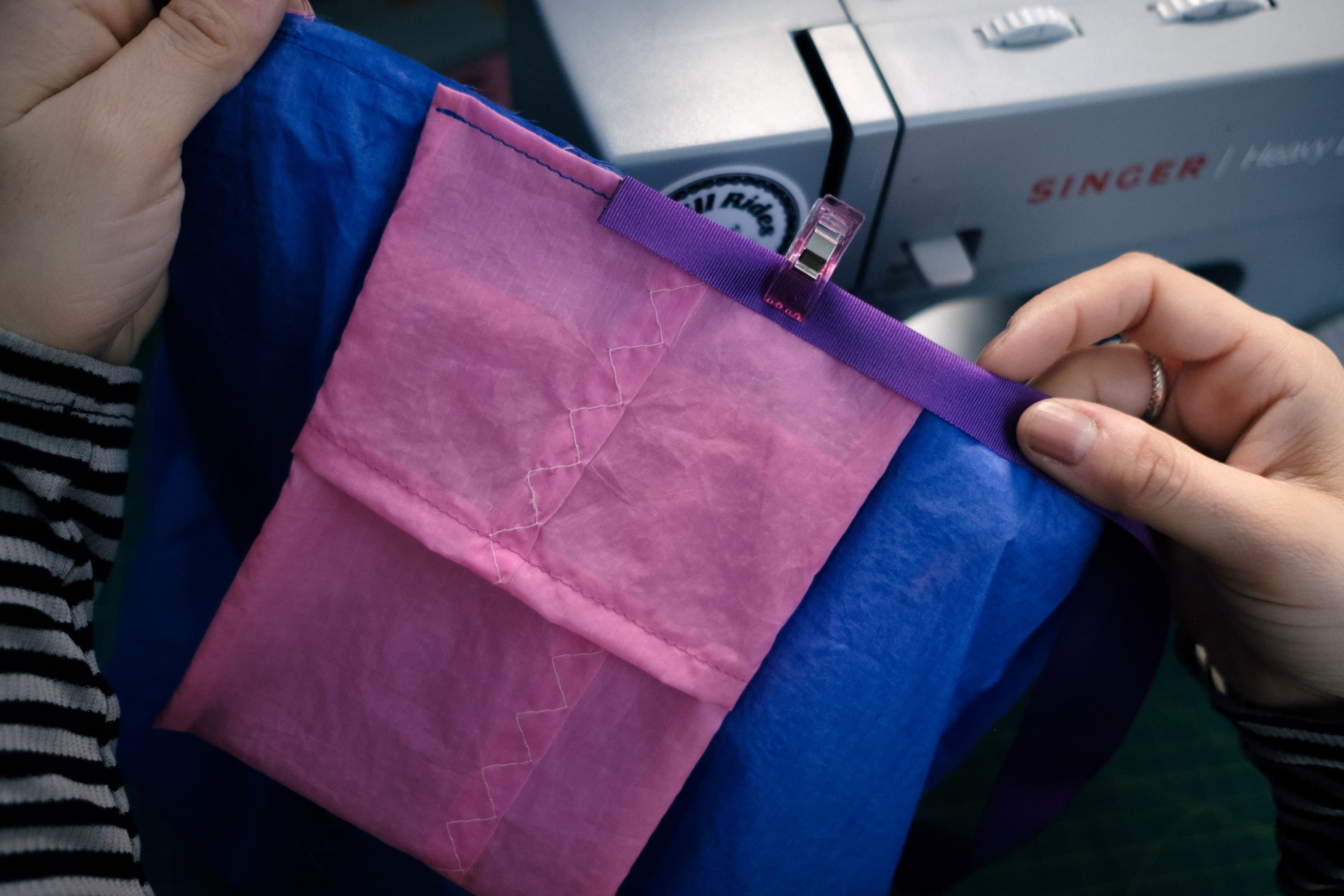Sew on the pocket.