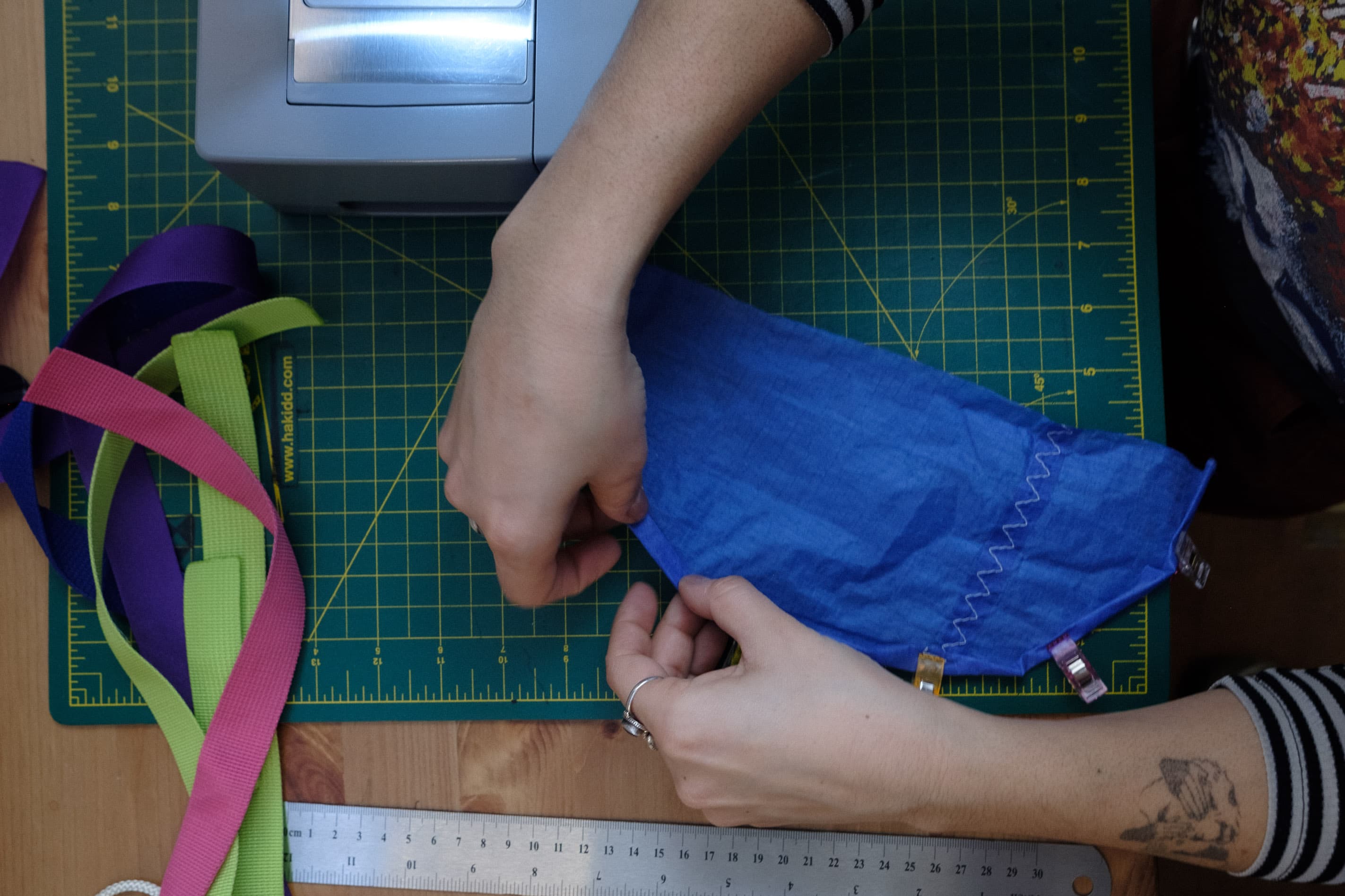 Folding material.