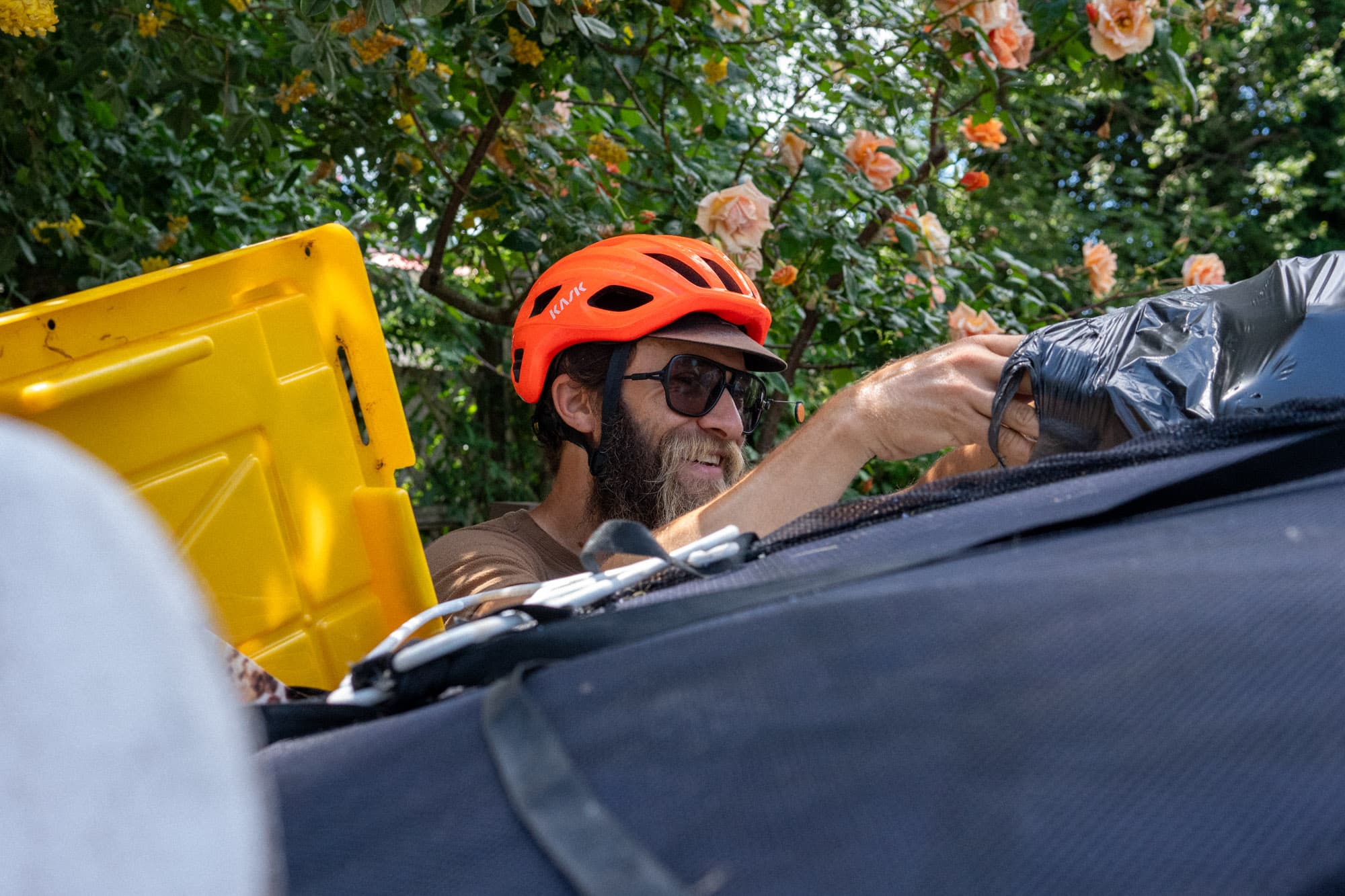 Digging through that dumpster.