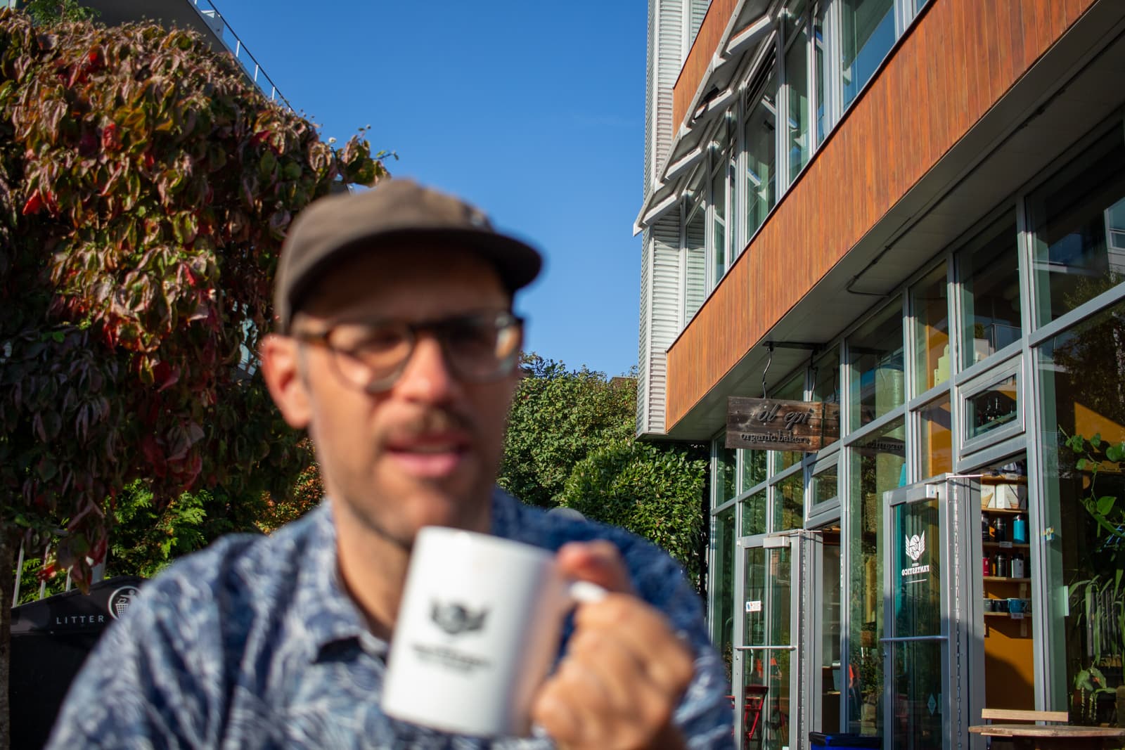 dad drinks a coffee