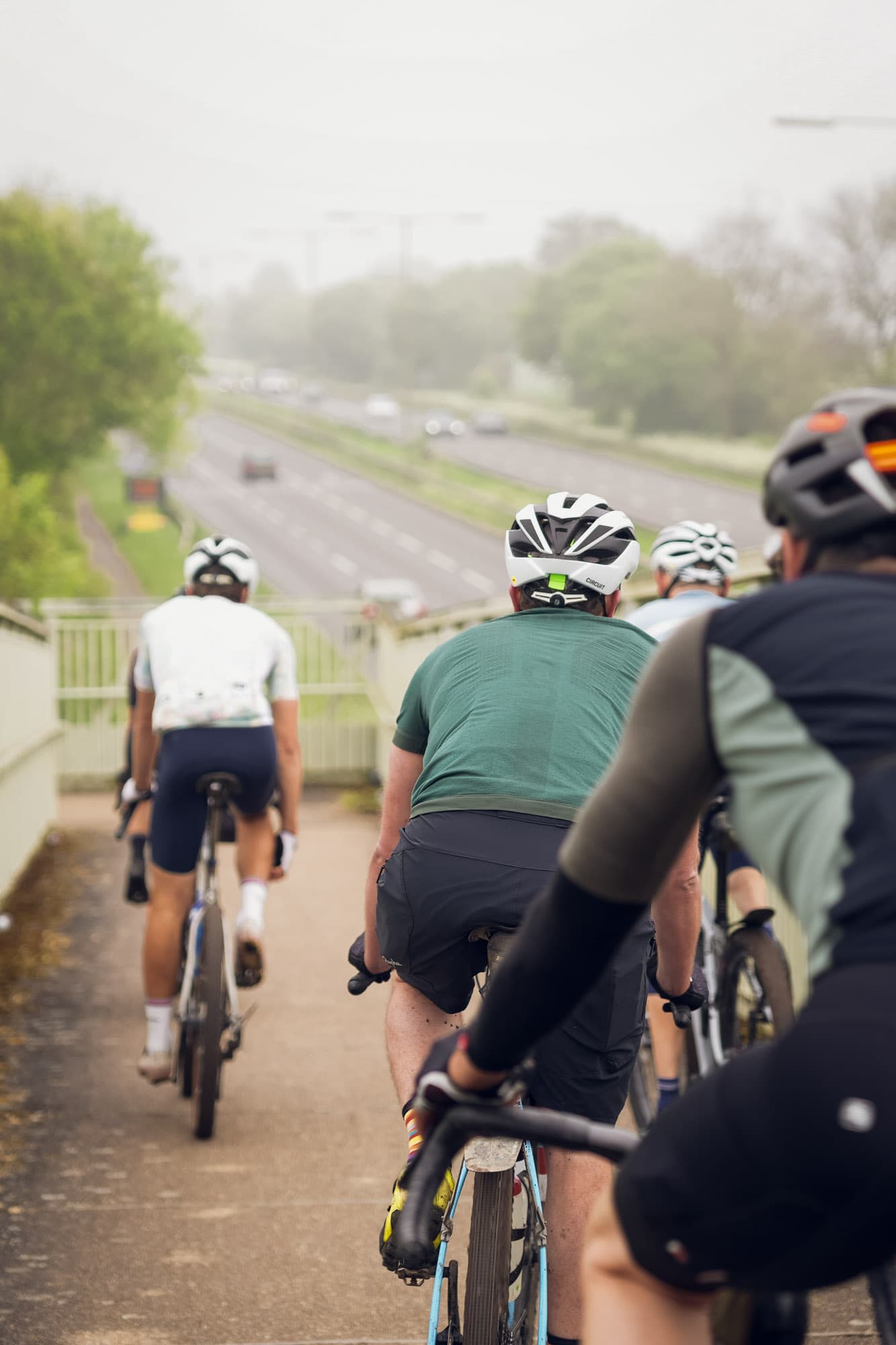 Riding down a bridge in North East London.