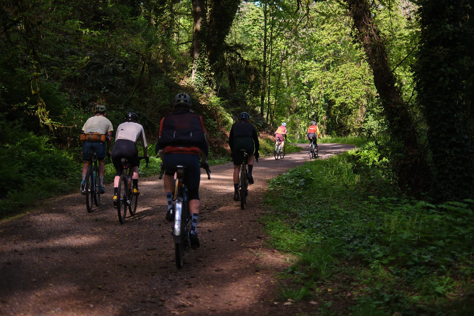 A group of gravel riders in Portland.