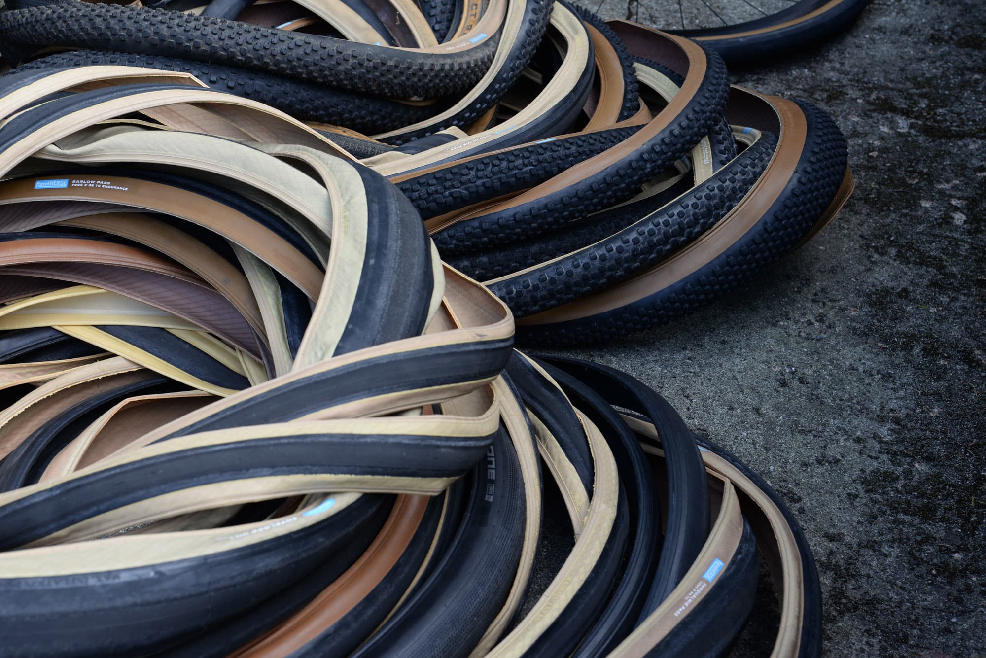 A pile of Rene herse tires.